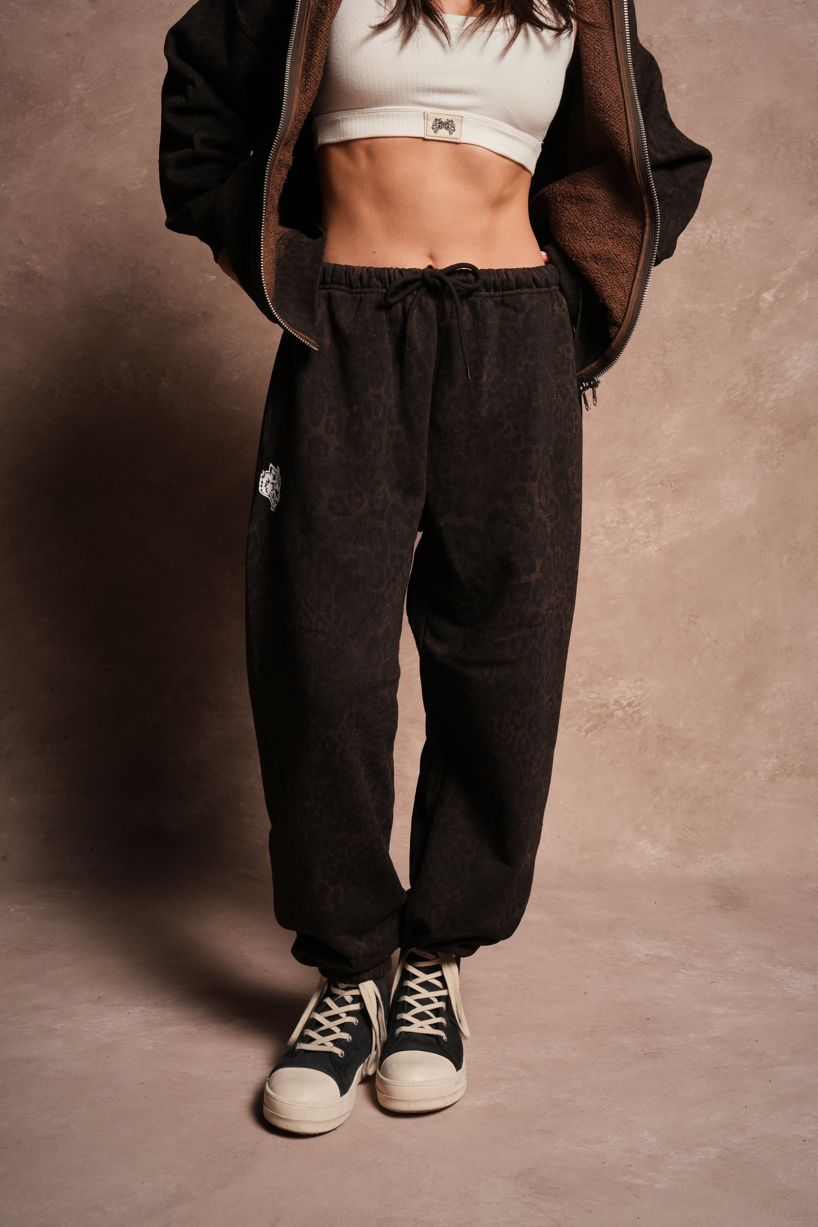 Dual Premium Lounger Sweatpants in Darc Brown Leopard