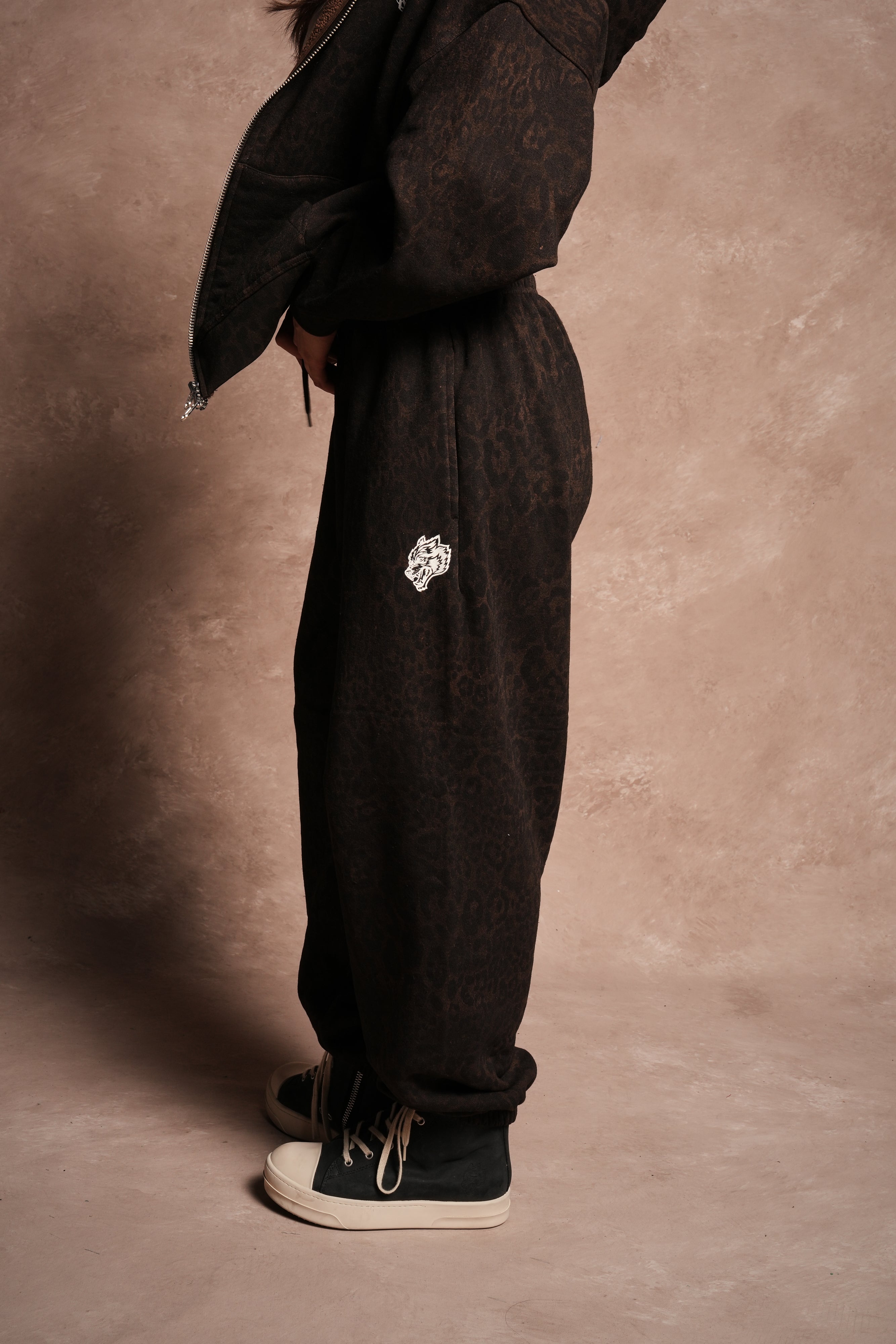 Dual Premium Lounger Sweatpants in Darc Brown Leopard