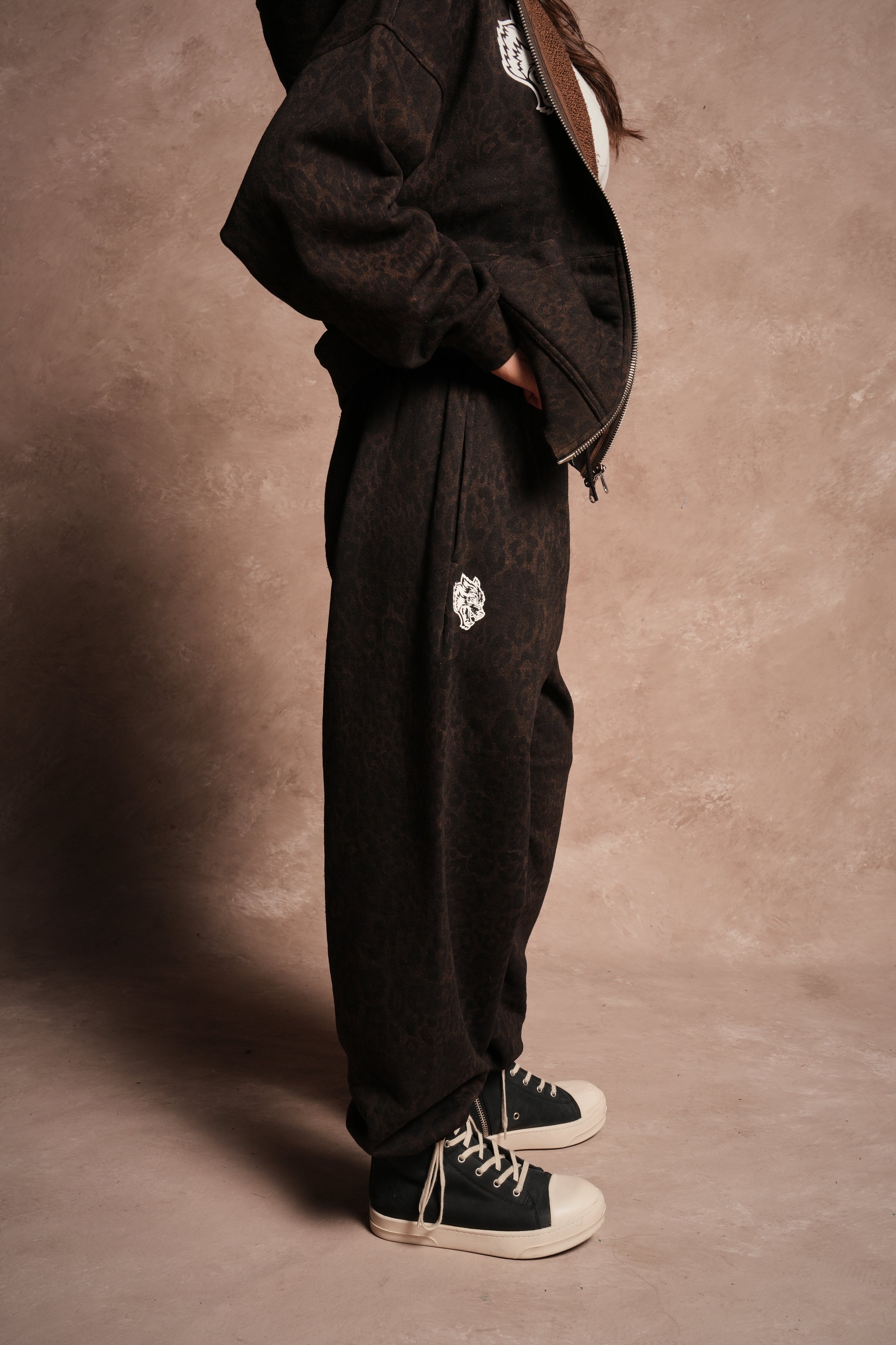 Dual Premium Lounger Sweatpants in Darc Brown Leopard