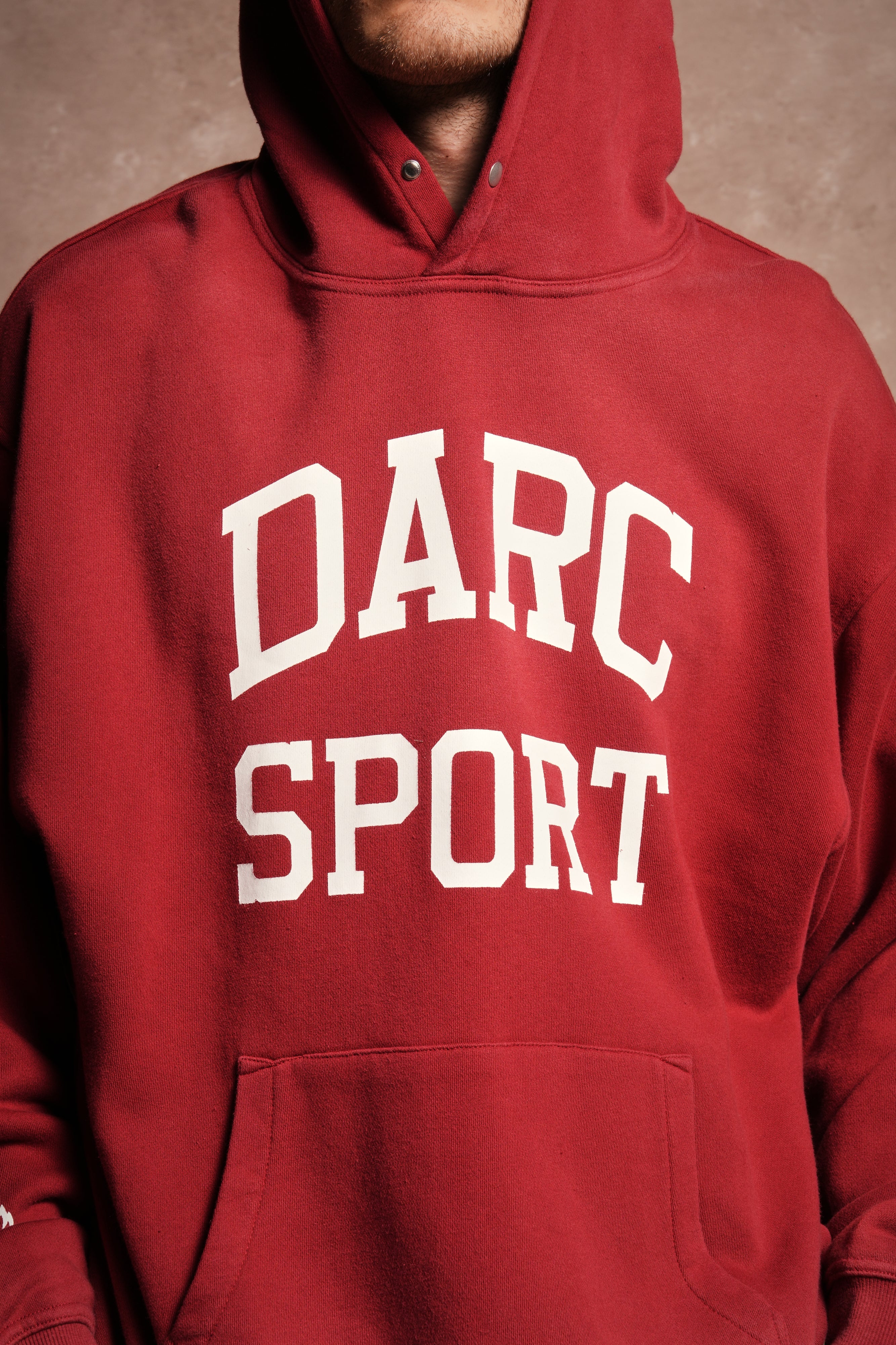 Darc Sport Is Forever Pierce Hoodie in Carmine Red Drift Wash