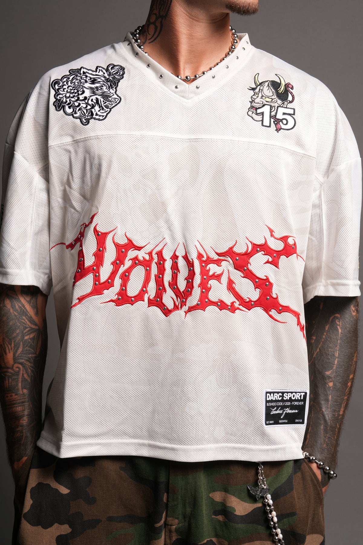 Gashadokuro Emmitt Football Jersey in Cream — imagem 7