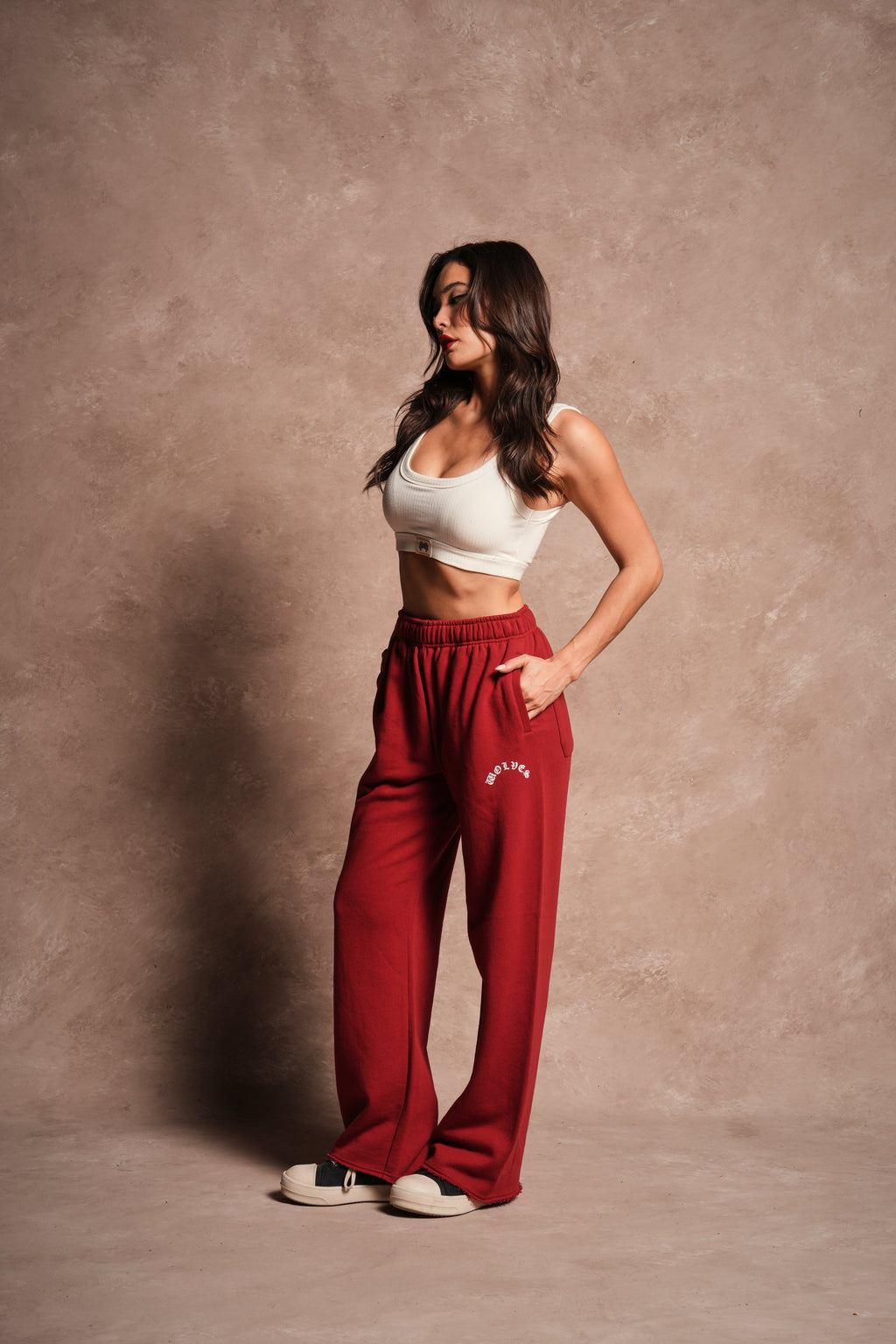 Wolves Chopper Big Cozy Sweats in Carmine Red