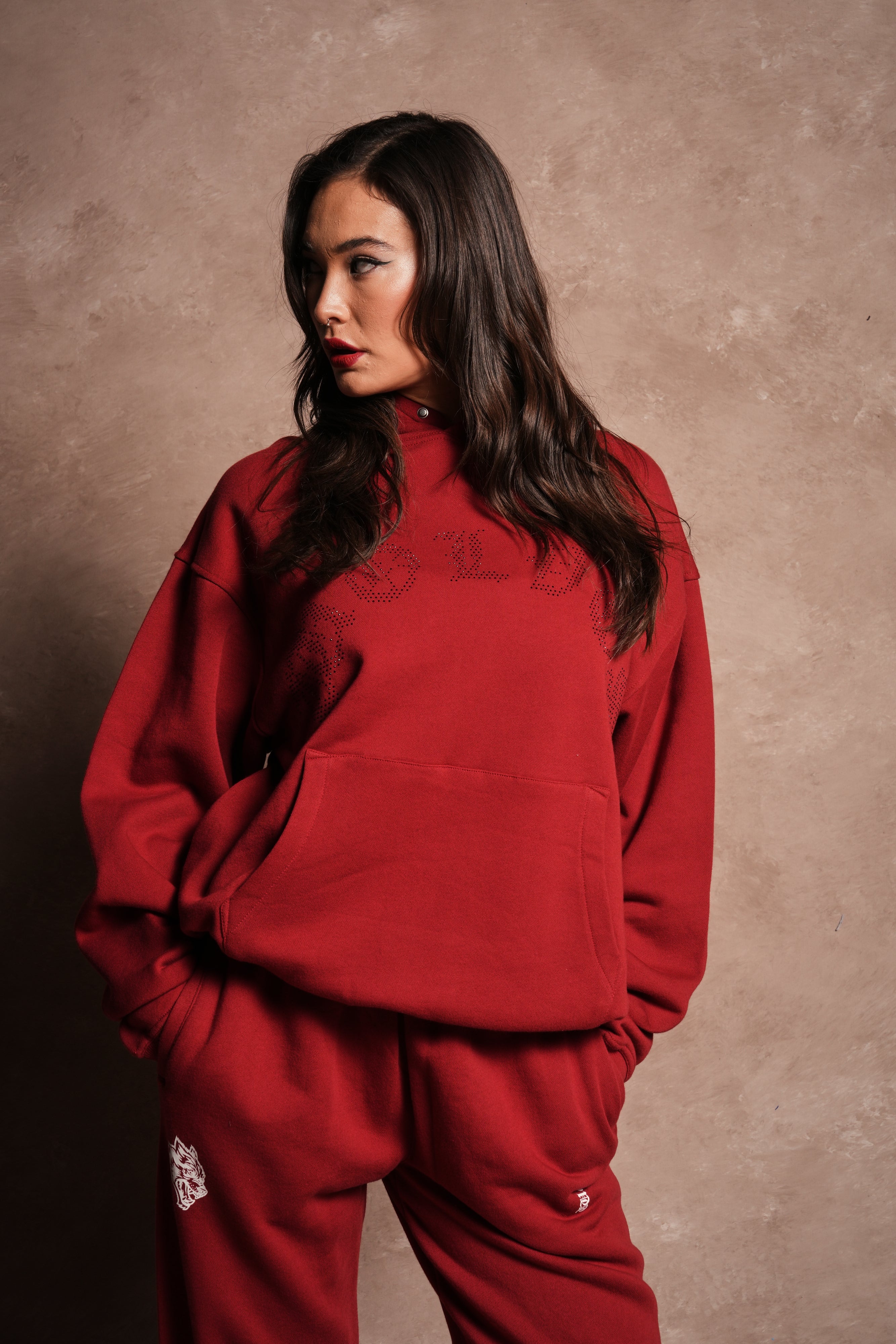 Watch Her Shine Pierce Hoodie in Carmine Red