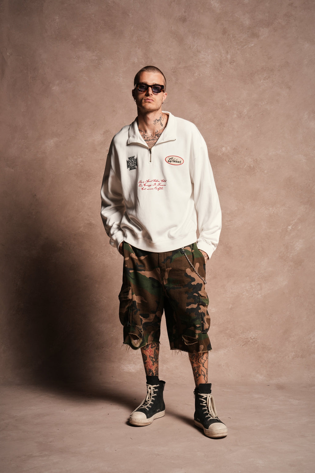 Written On Stone Duke 1/4 Zip Mock Neck in Cream