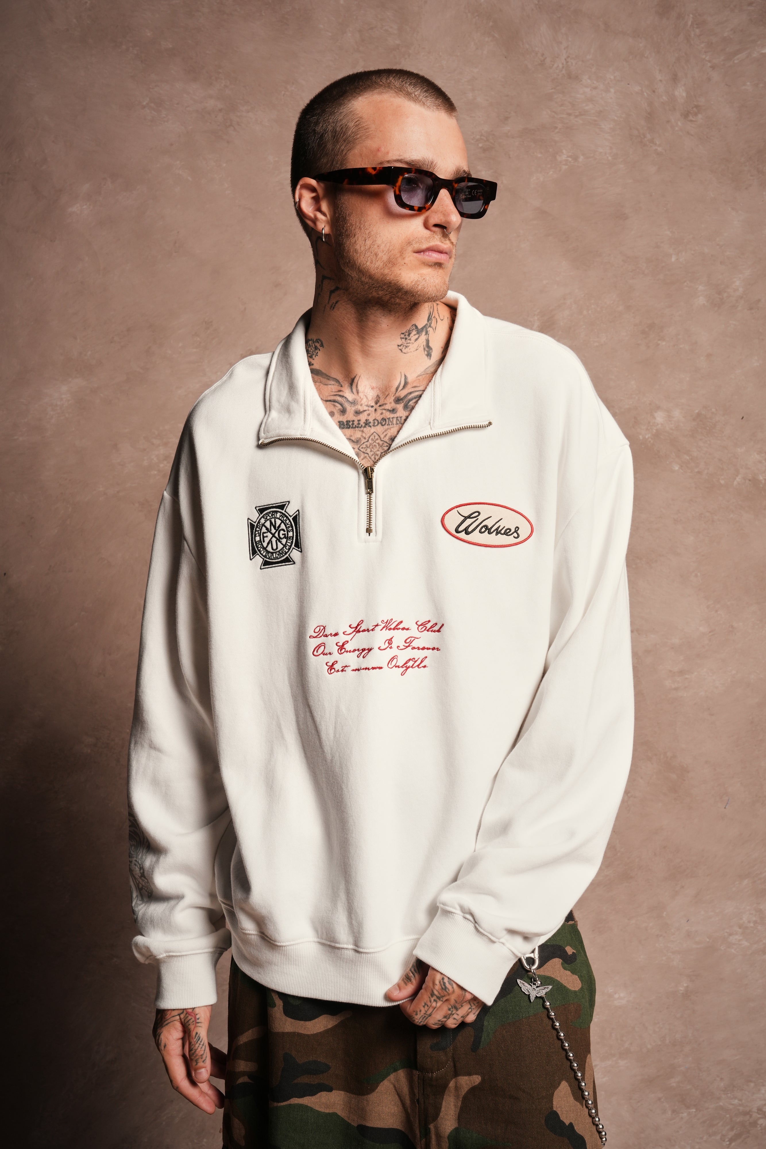 Written On Stone Duke 1/4 Zip Mock Neck in Cream