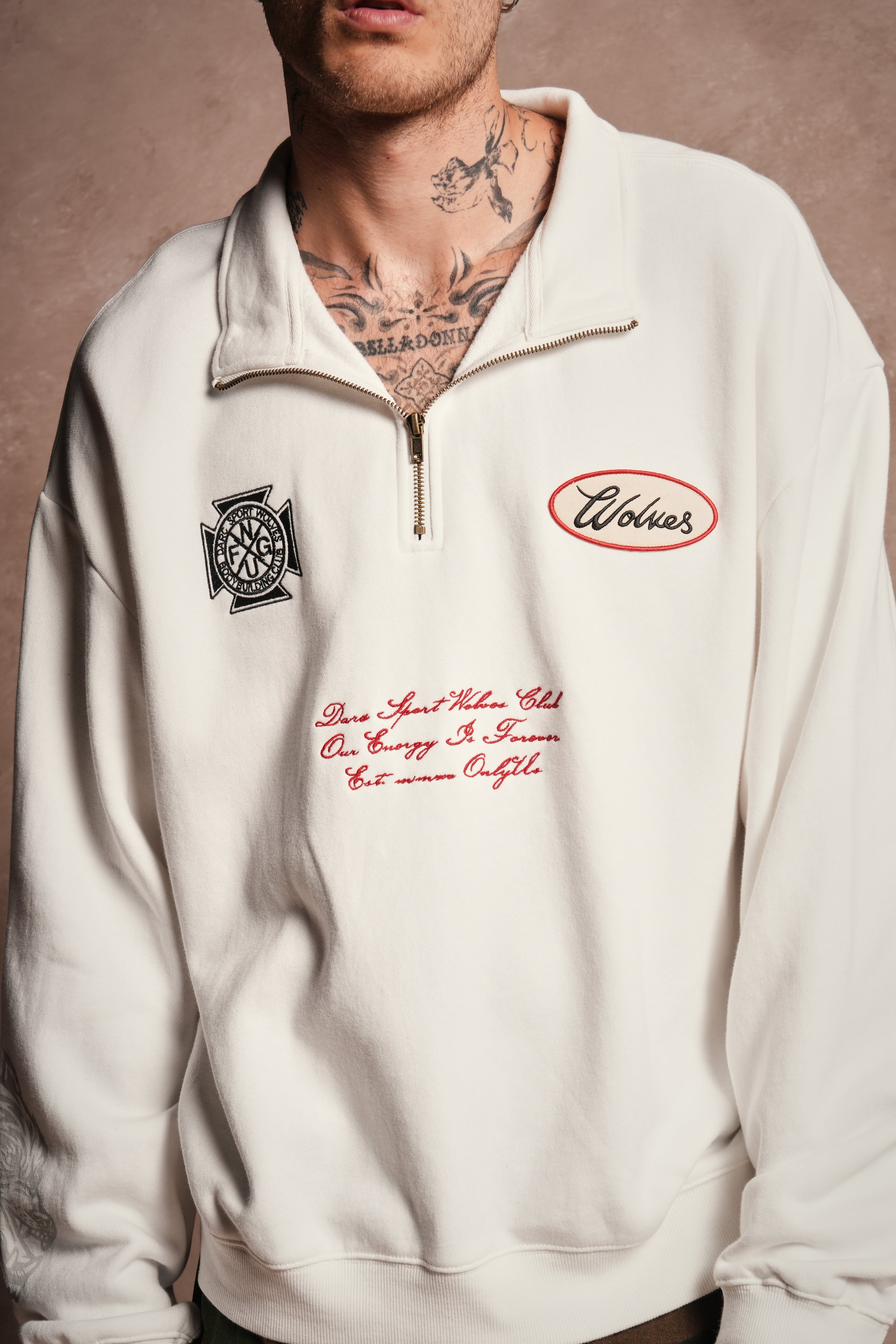 Written On Stone Duke 1/4 Zip Mock Neck in Cream