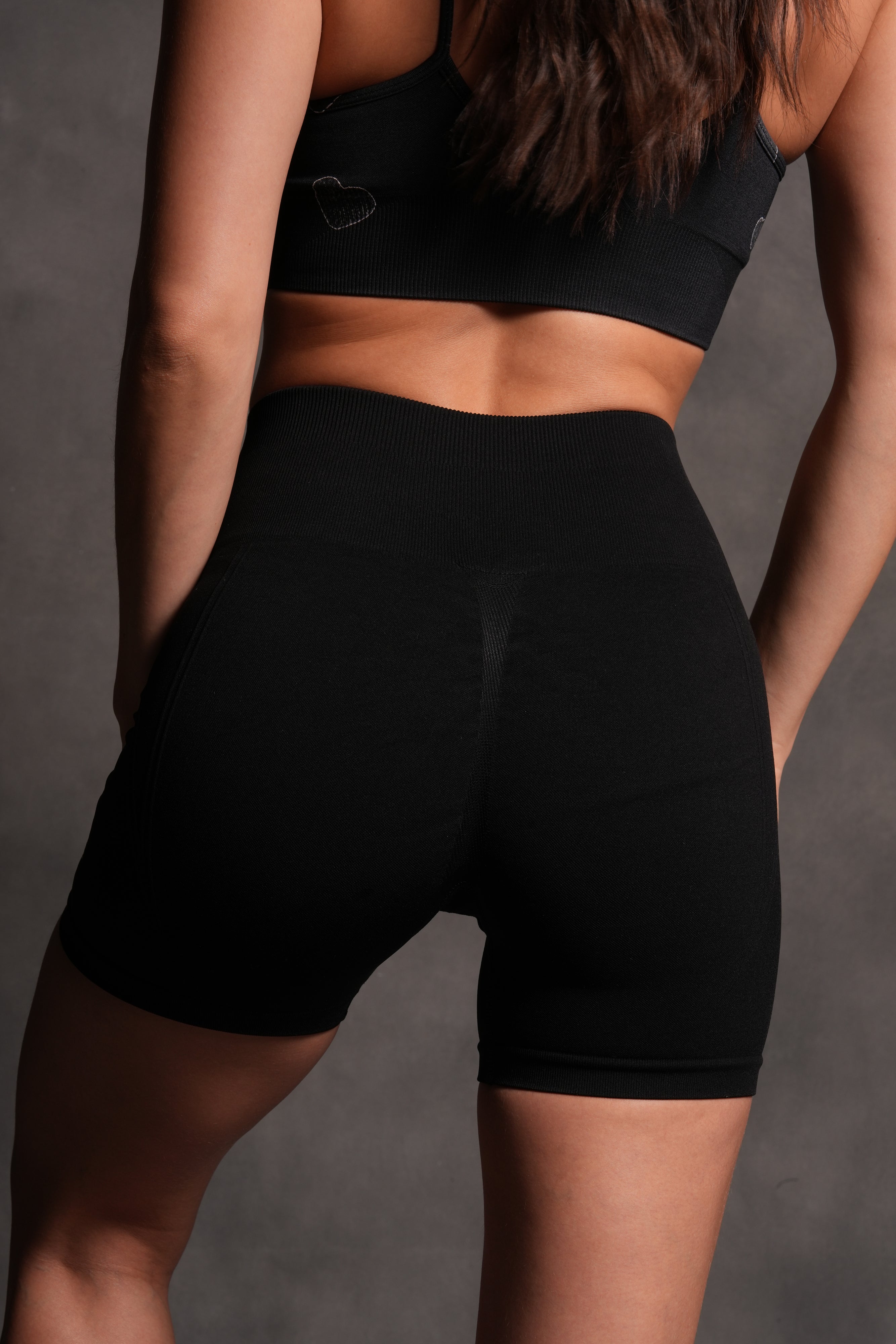 Dual "Stella" Soft Seamless Shorts in Black