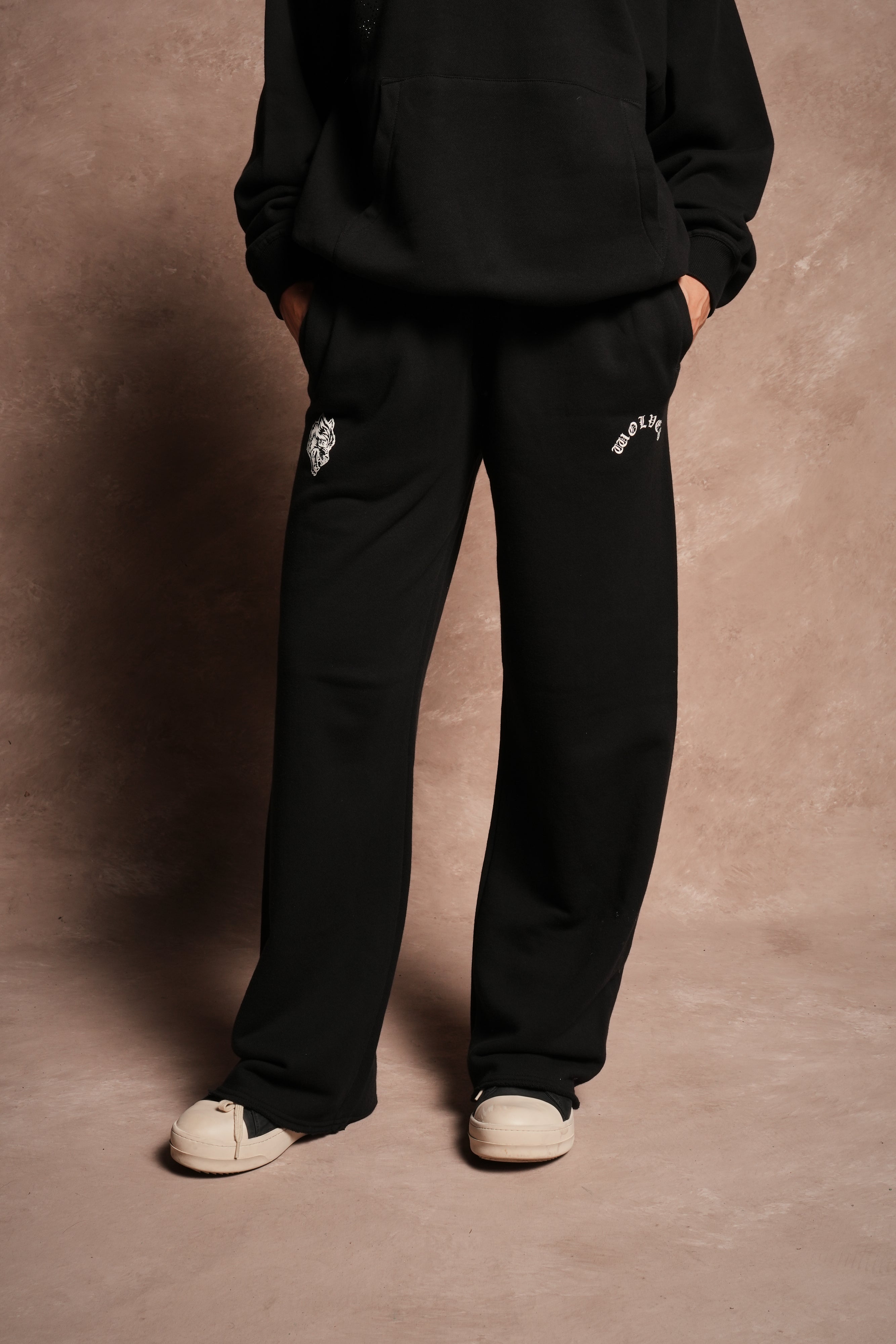 Wolves Chopper Big Cozy Sweats in Black