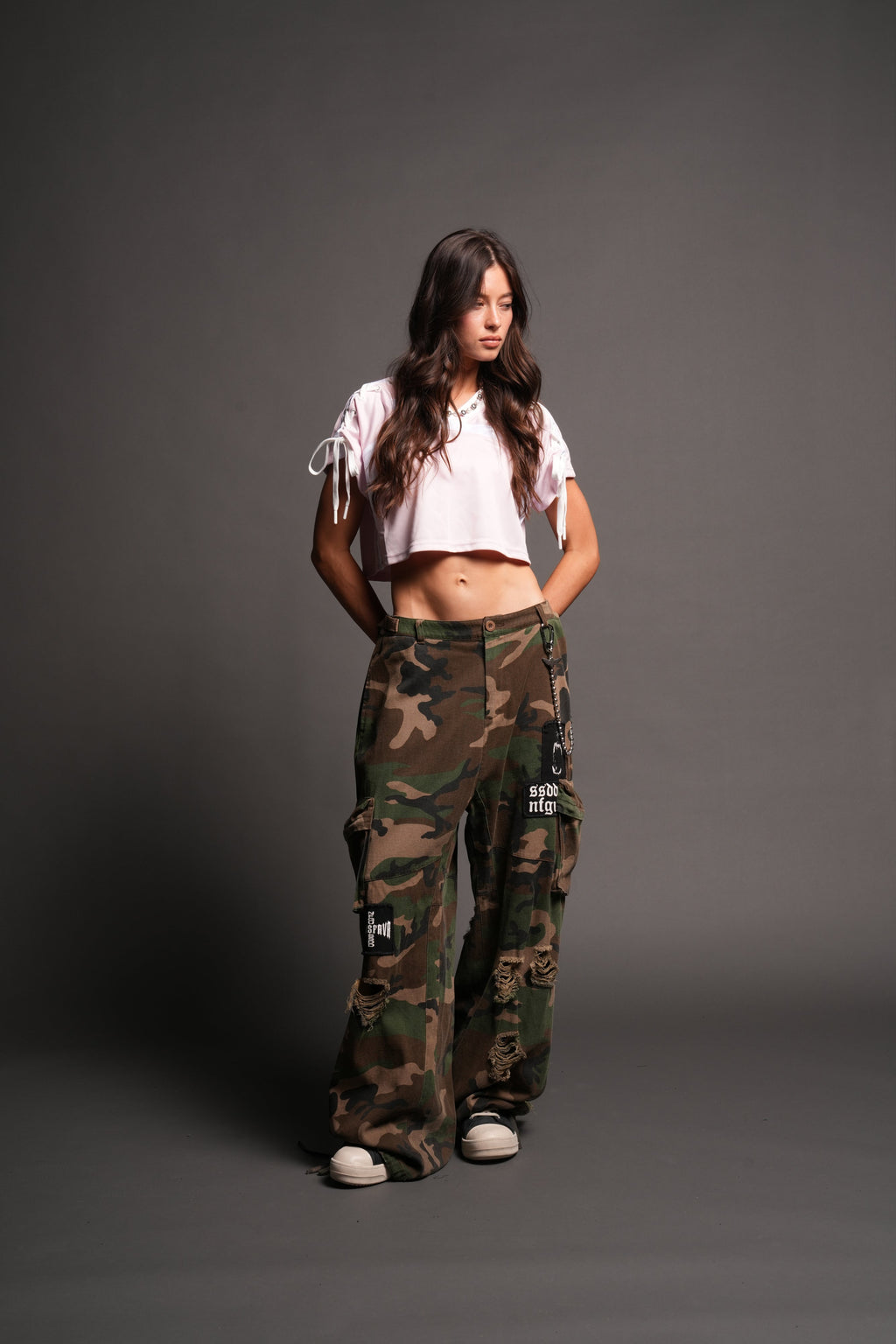 Wolf Pyramid She Laced Crop Jersey Top In Blush Pink - imagem 3