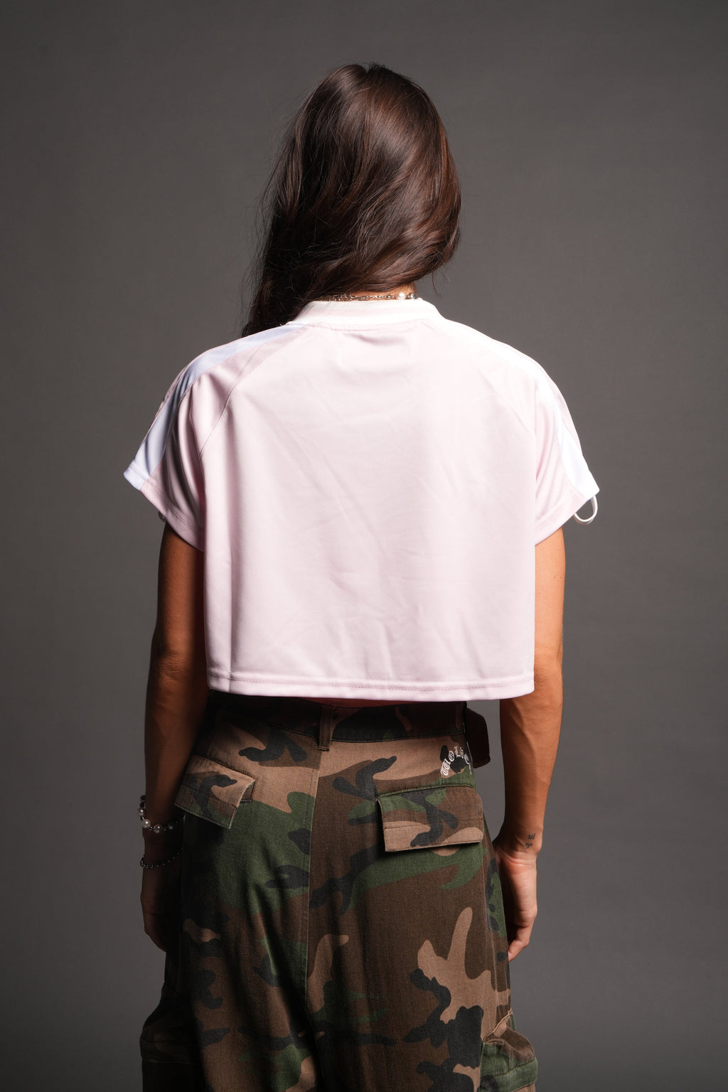 Wolf Pyramid She Laced Crop Jersey Top In Blush Pink - imagem 2