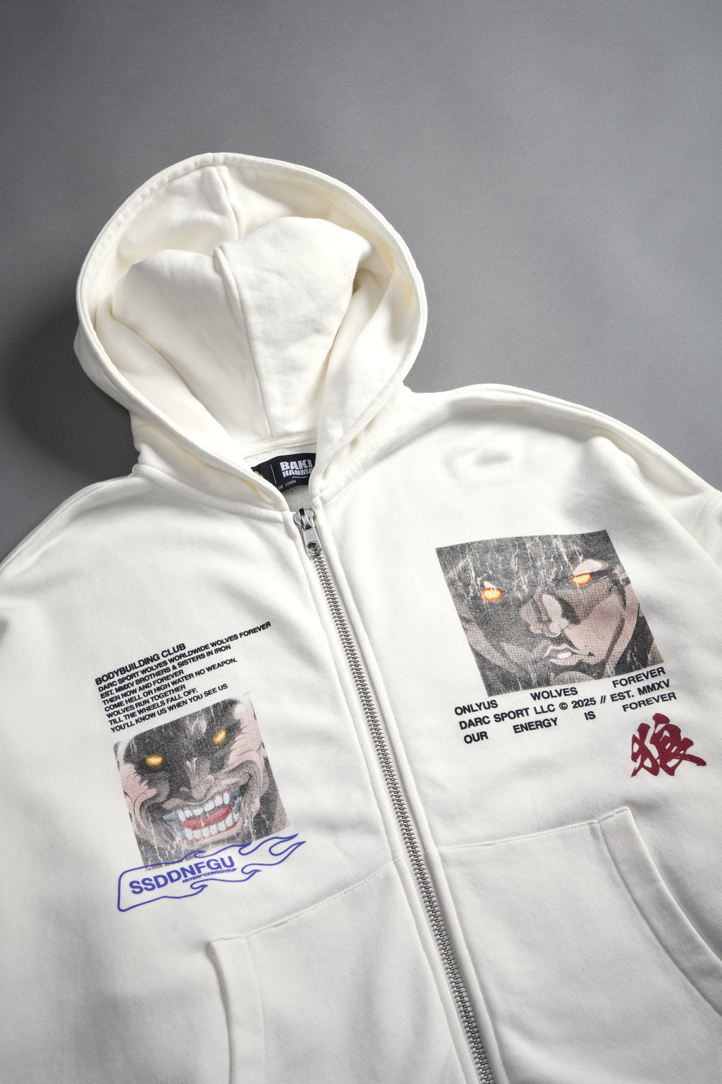 Hanma Legacy Darco Double Zip Hoodie in Cream — imagem 9