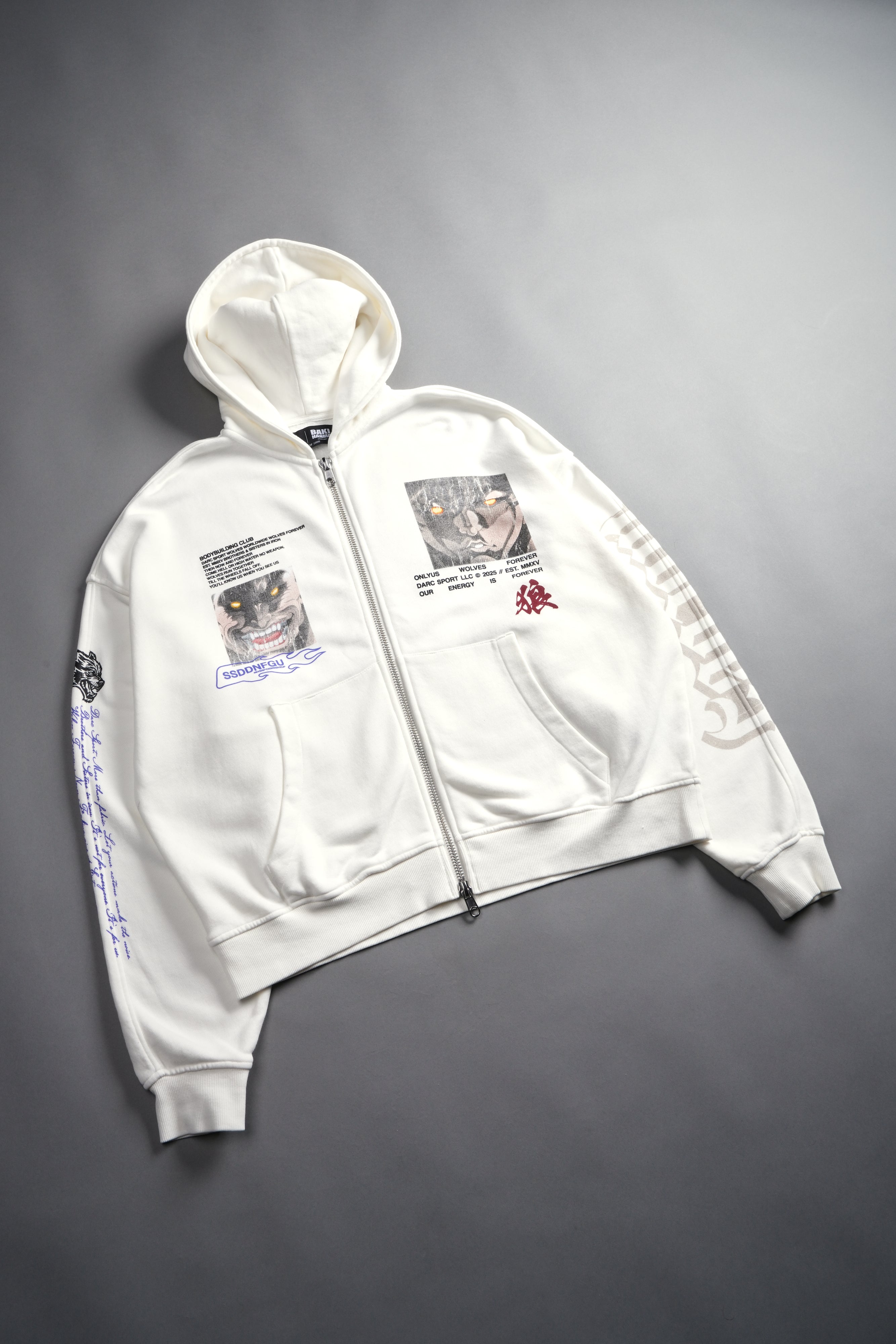 Hanma Legacy Darco Double Zip Hoodie in Cream — imagem 10