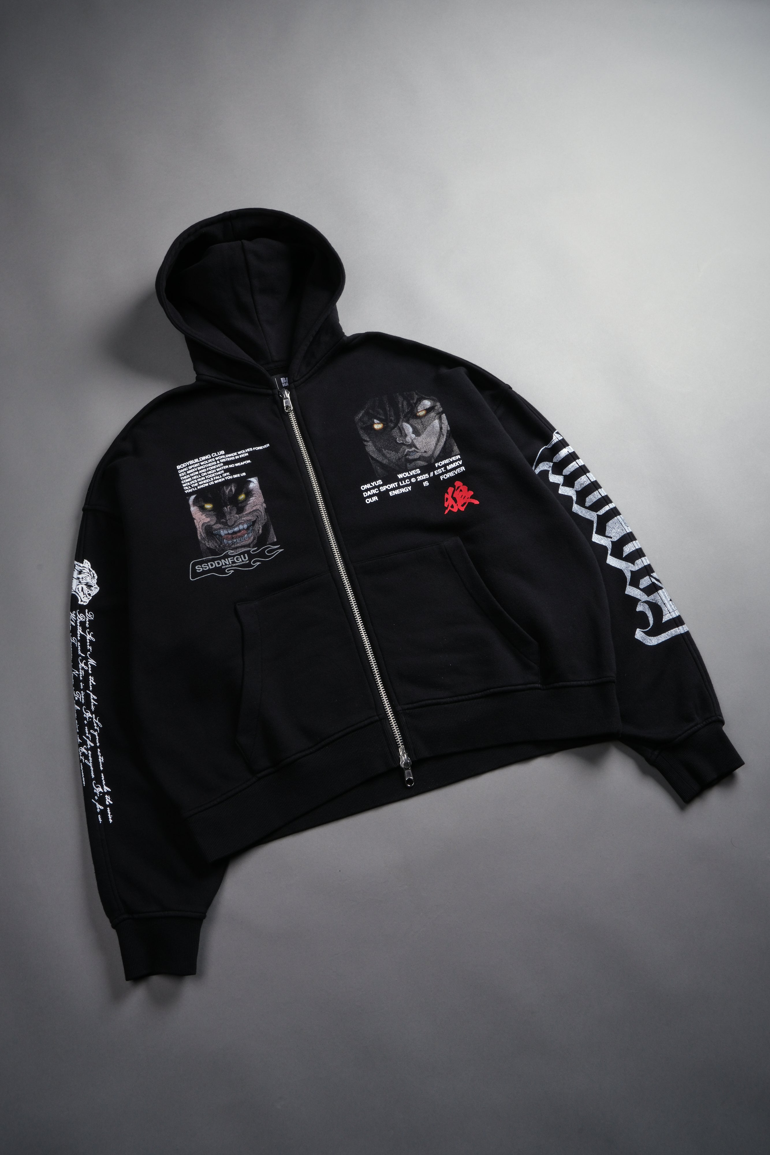 Hanma Legacy Darco Double Zip Hoodie in Black — imagem 8