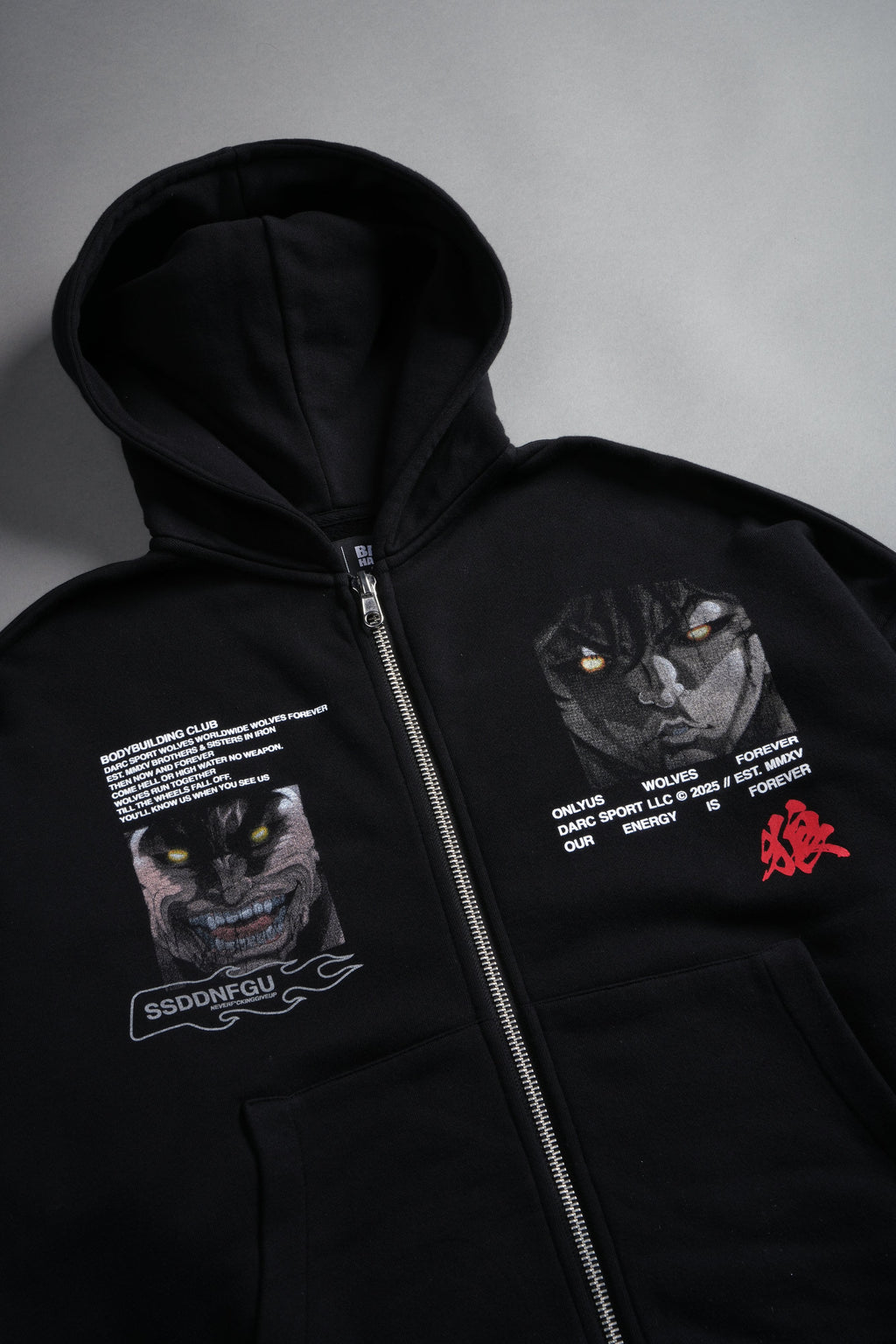 Hanma Legacy Darco Double Zip Hoodie in Black — imagem 9