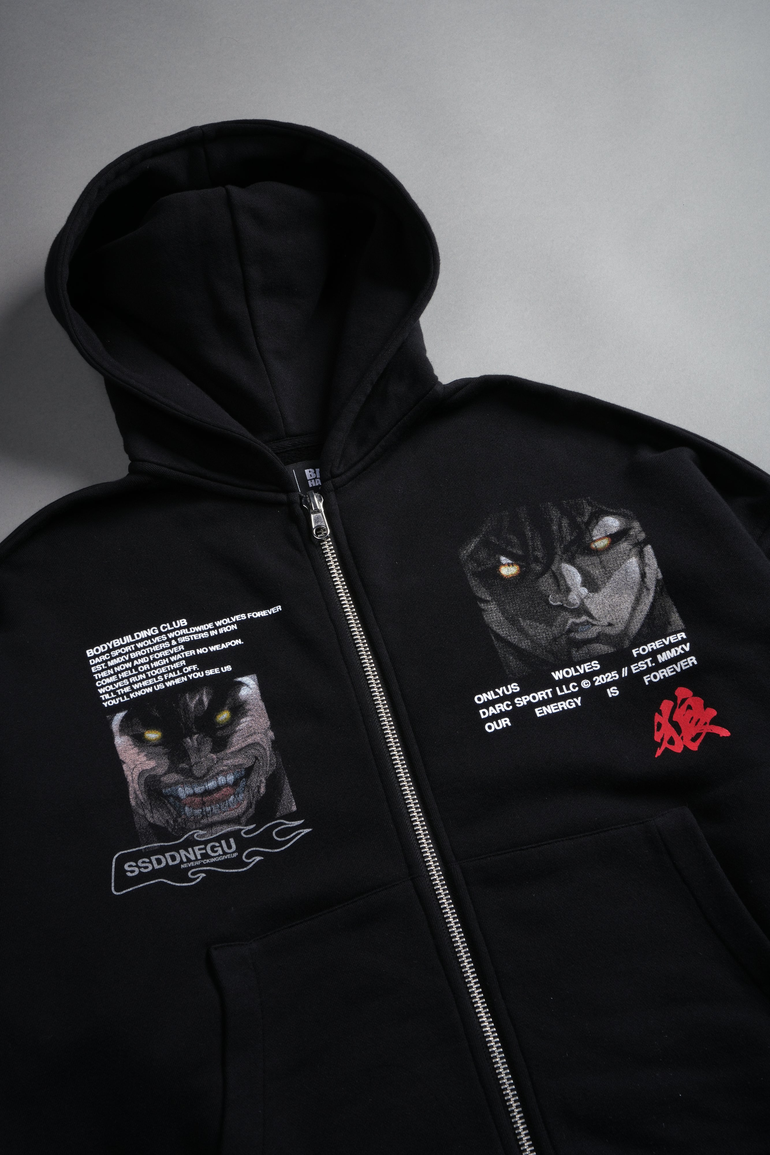 Hanma Legacy Darco Double Zip Hoodie in Black — imagem 9
