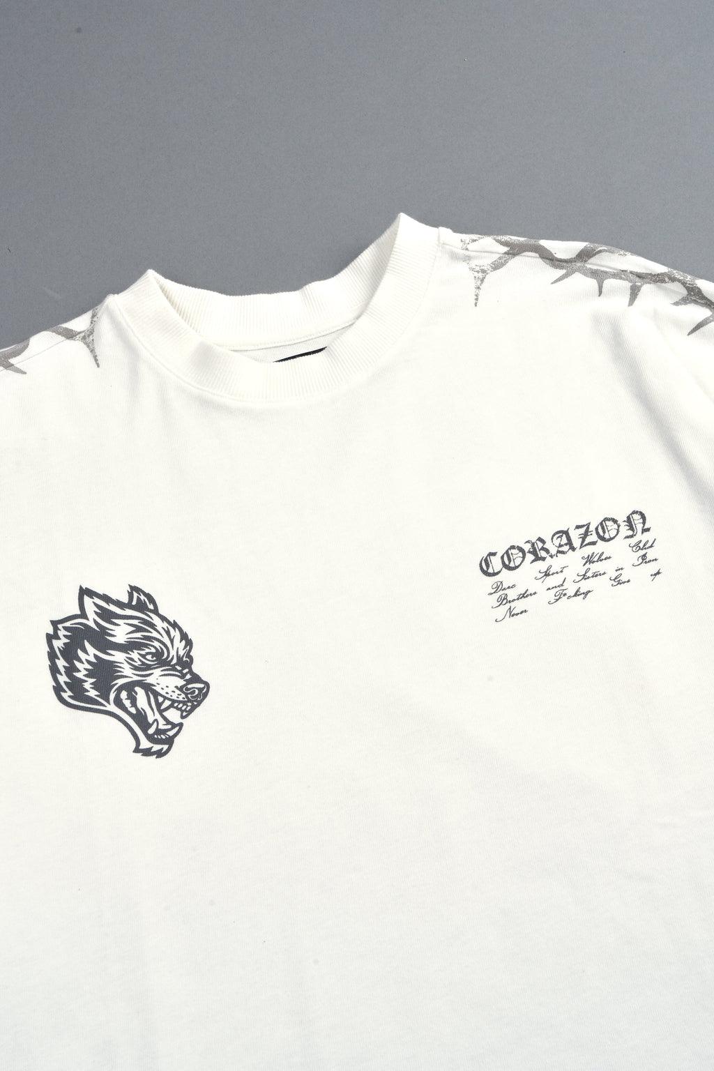 Angelito Muerto Premium Raw Hem Box Cut Tee In Cream