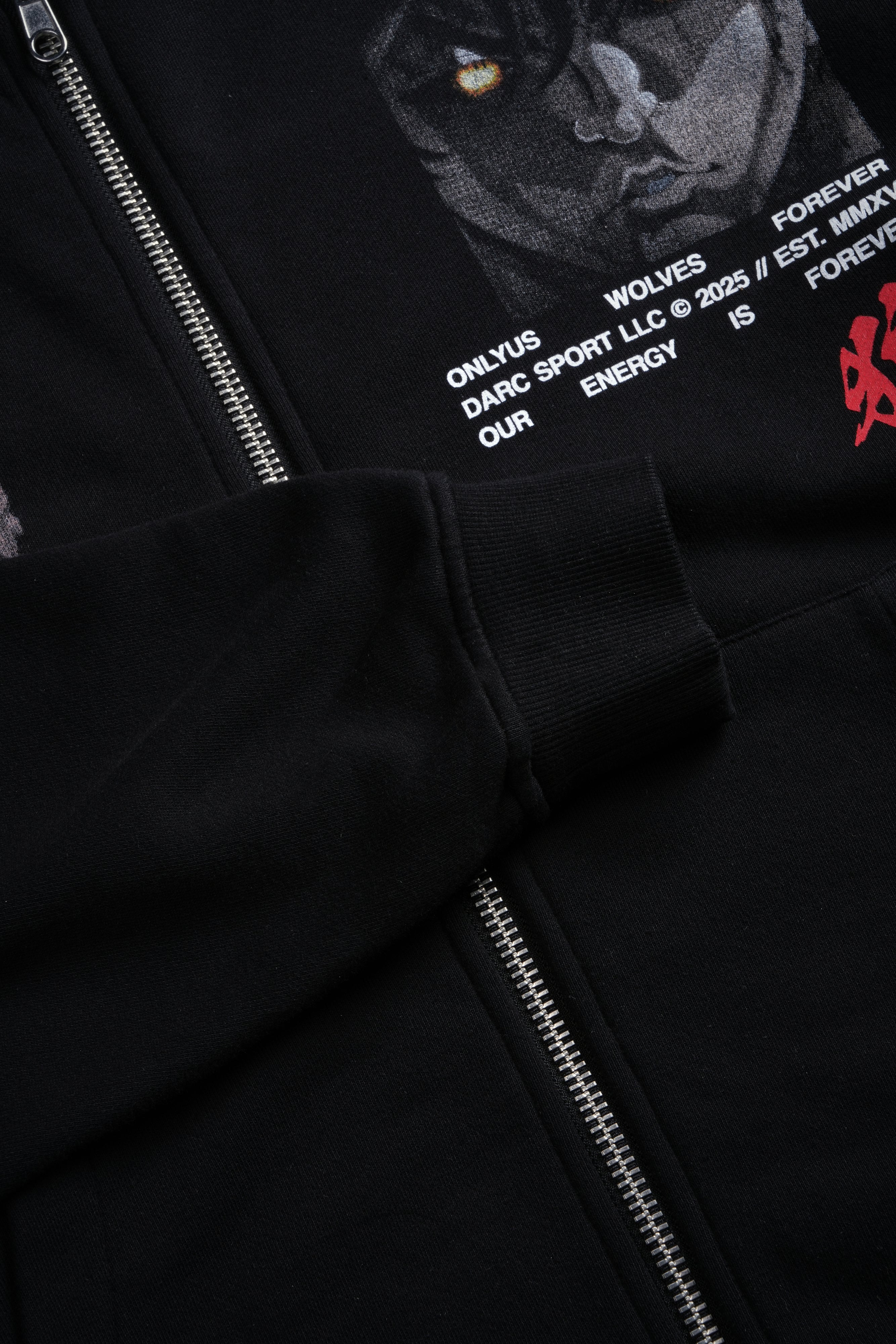 Hanma Legacy Darco Double Zip Hoodie in Black — imagem 10
