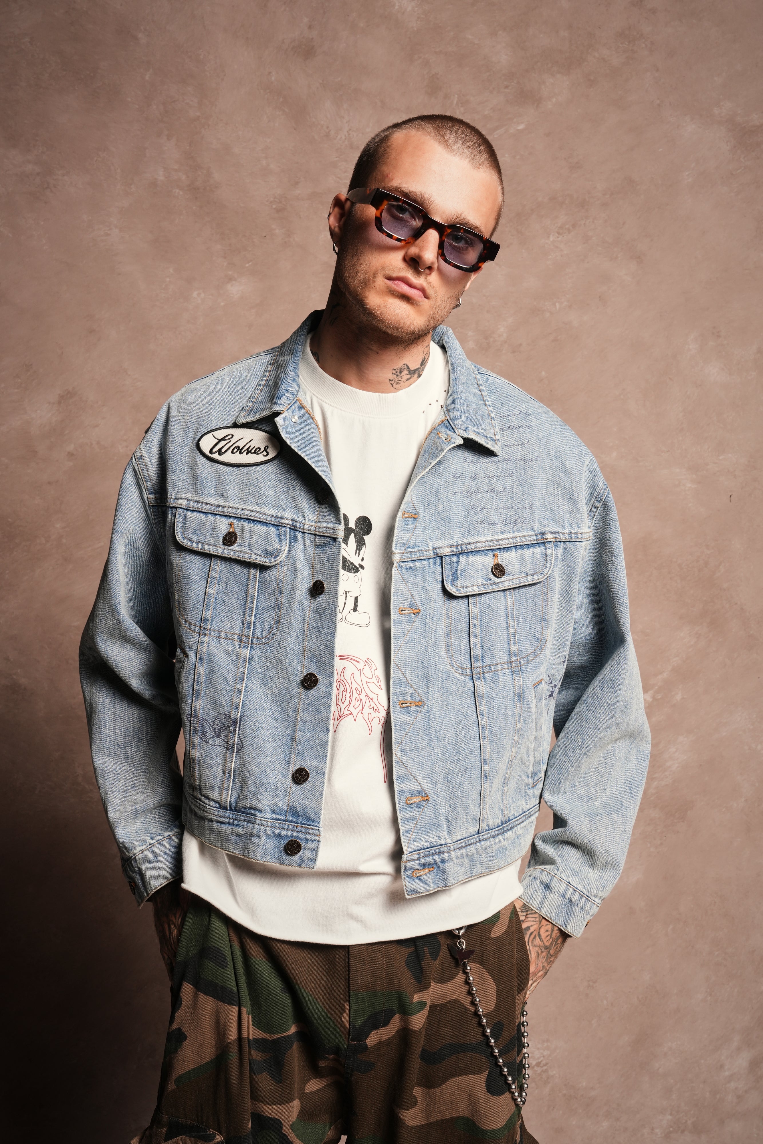 Mickey Flash Cropped American Denim Jacket in Light Wash