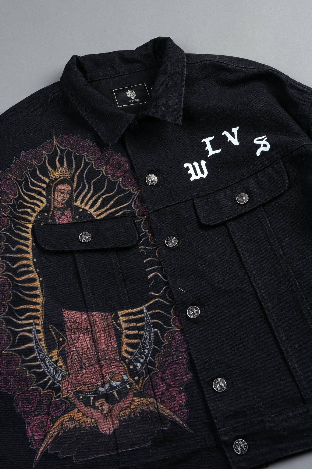 Nuestra Senora Cropped American Denim Jacket In Black
