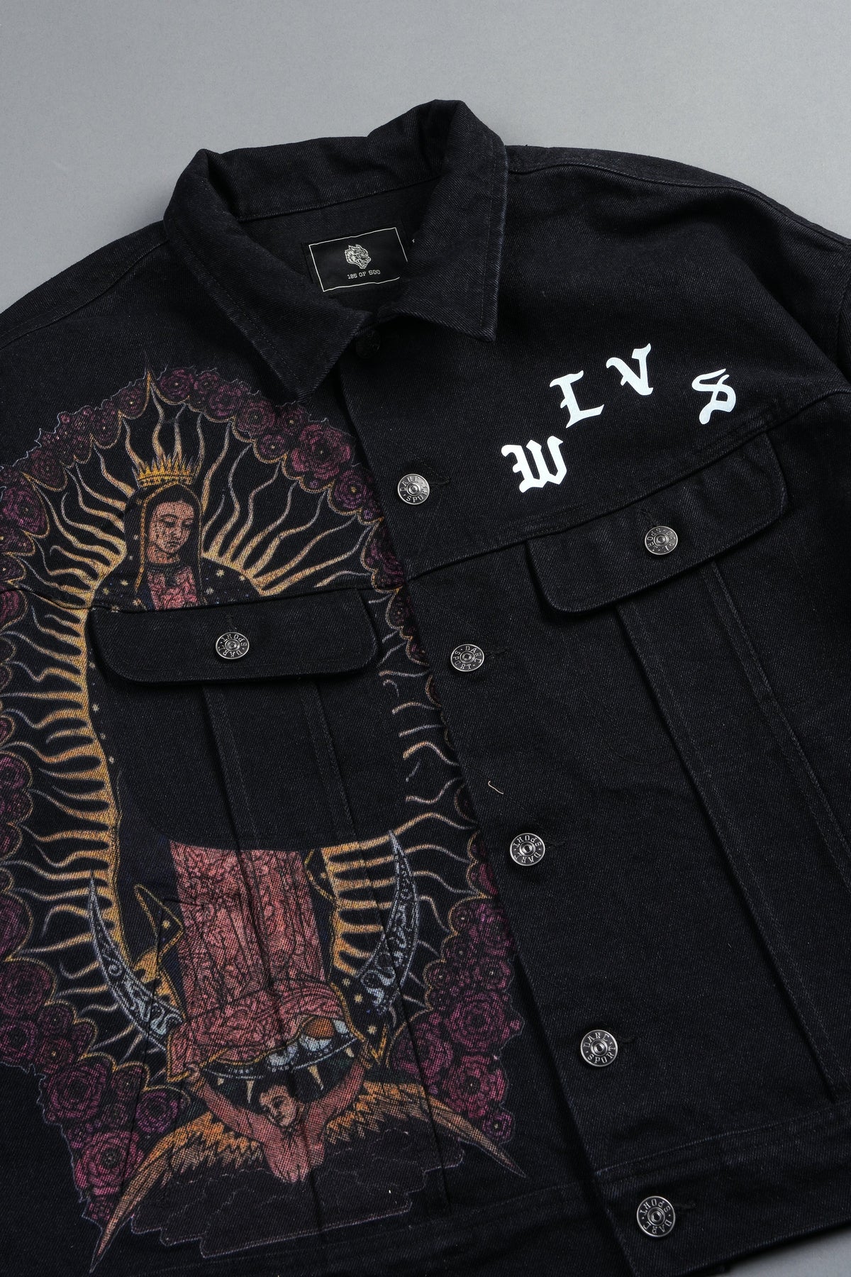 Nuestra Senora Cropped American Denim Jacket In Black