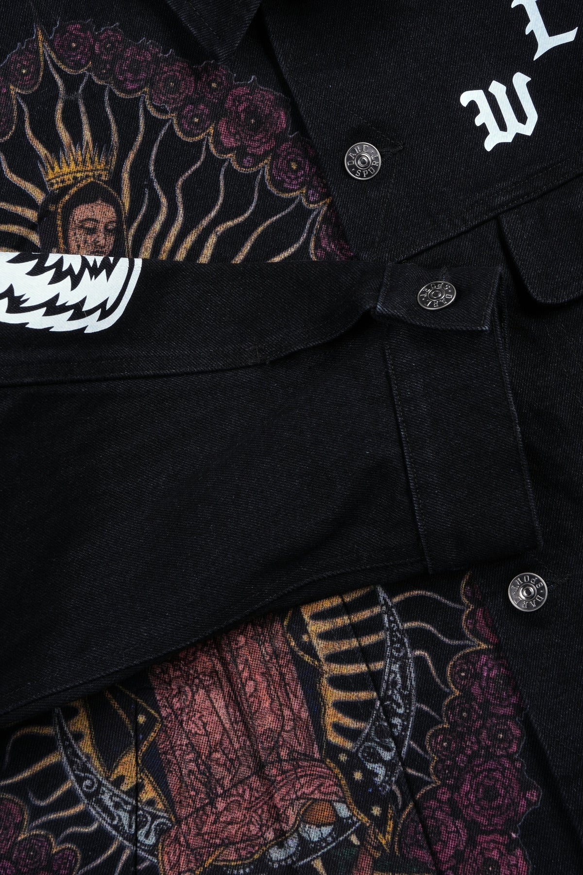 Nuestra Senora Cropped American Denim Jacket In Black