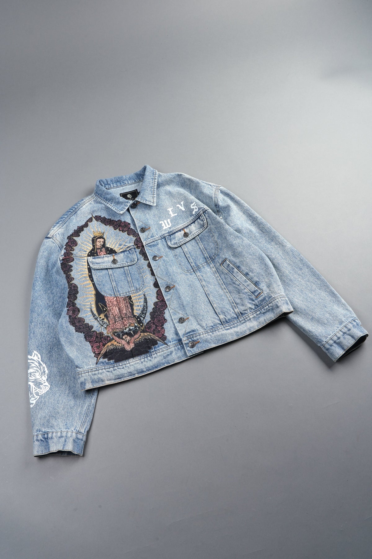 Nuestra Senora Cropped American Denim Jacket In Light Wash