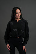 Fallen Cherub "Dempsey" Cropped Hoodie in Black Drift Wash — imagem 1