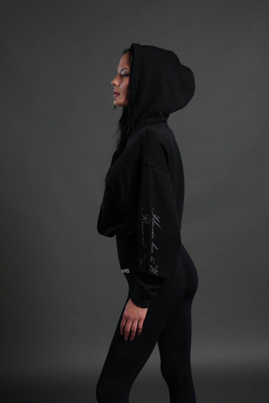 Fallen Cherub "Dempsey" Cropped Hoodie in Black Drift Wash — imagem 9
