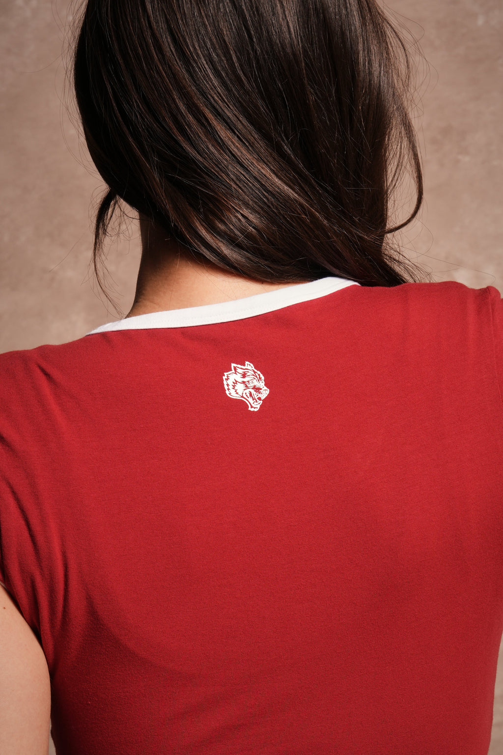Wolves Chopper Josie Crop Baby Tee in Carmine Red