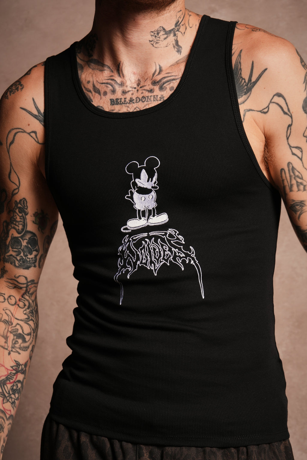 Mickey Mouse OnlyUs Ribbed Tank V2 in Black