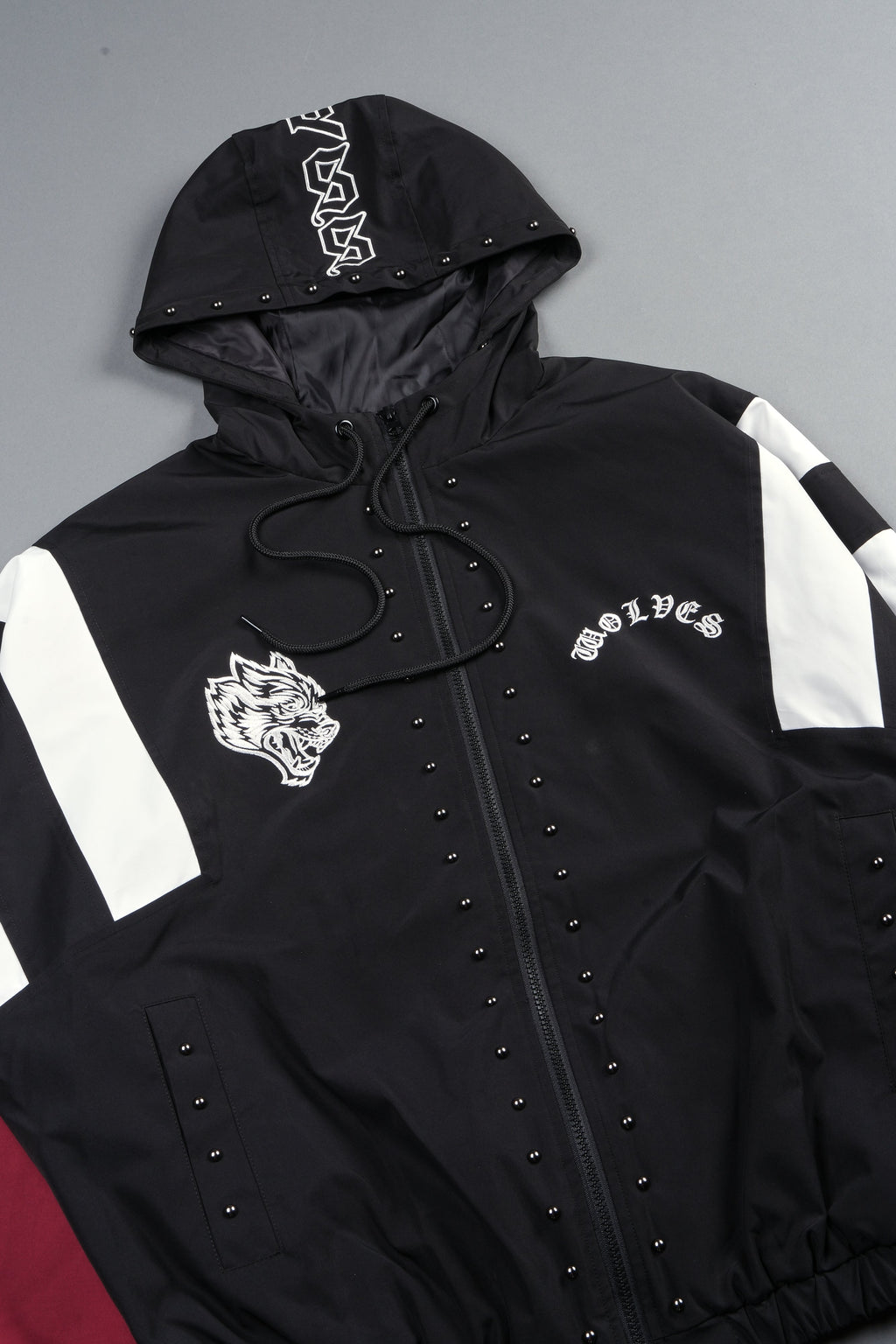 Lobo Chopper Brolic Track Jacket In Black/Cherry Red