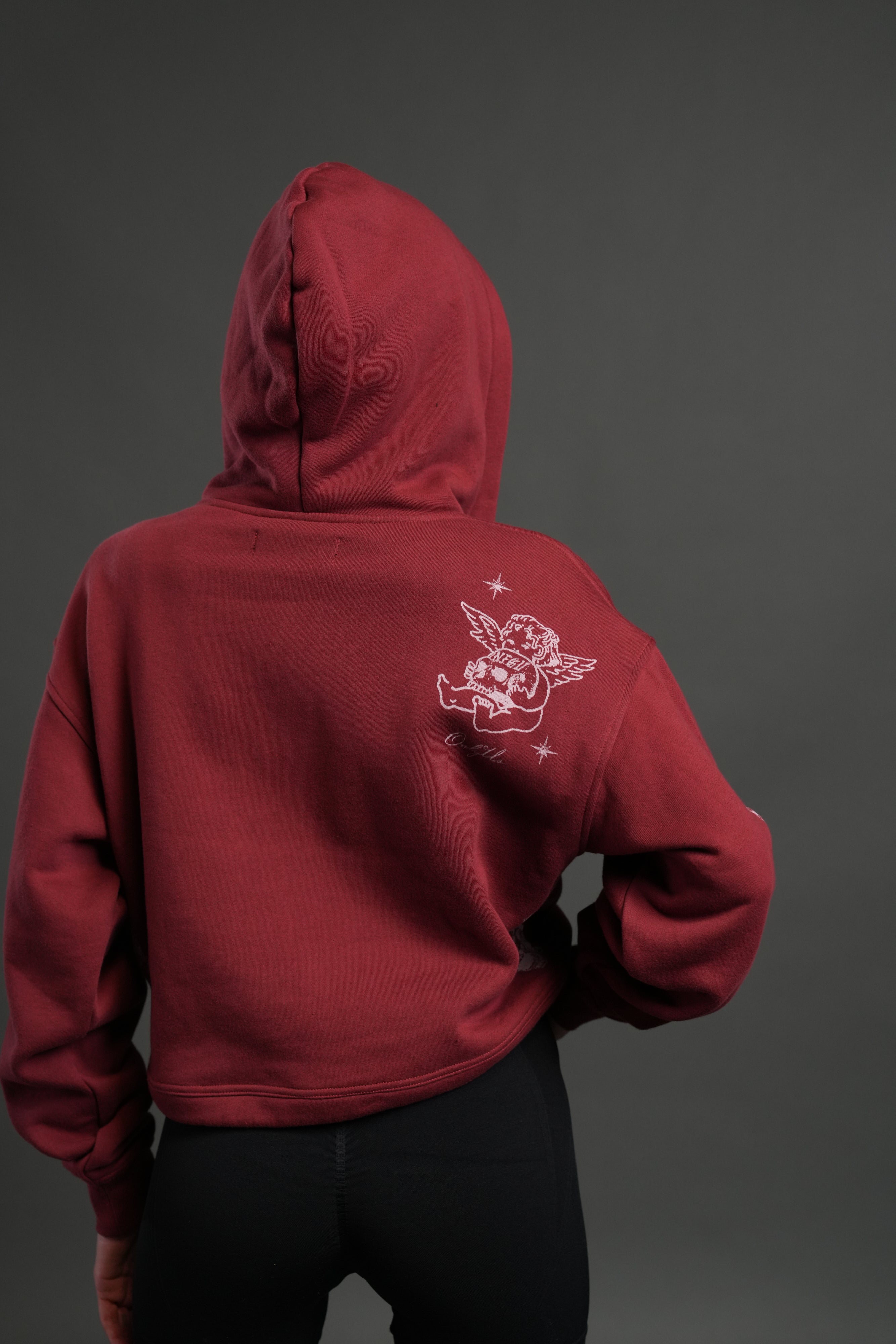 Fallen Cherub "Dempsey" (Cropped) Hoodie in Cherry Red — imagem 6
