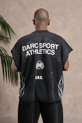 Hot Rod Grunge Cut-Off Mid Length Raw Hem Tee in Black Drift Wash — imagem principal