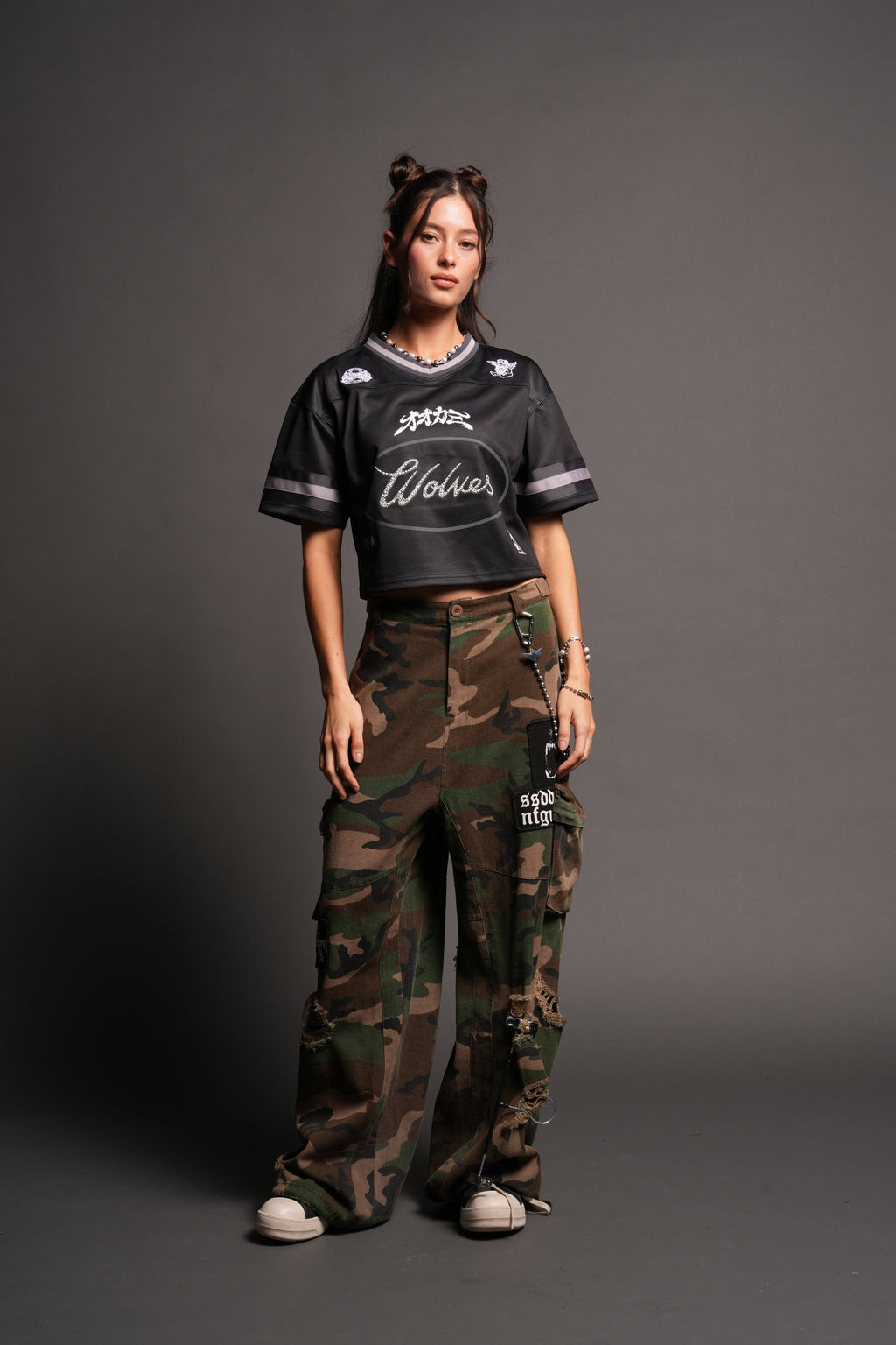 Honor She Football Crop Jersey in Black — imagem 3