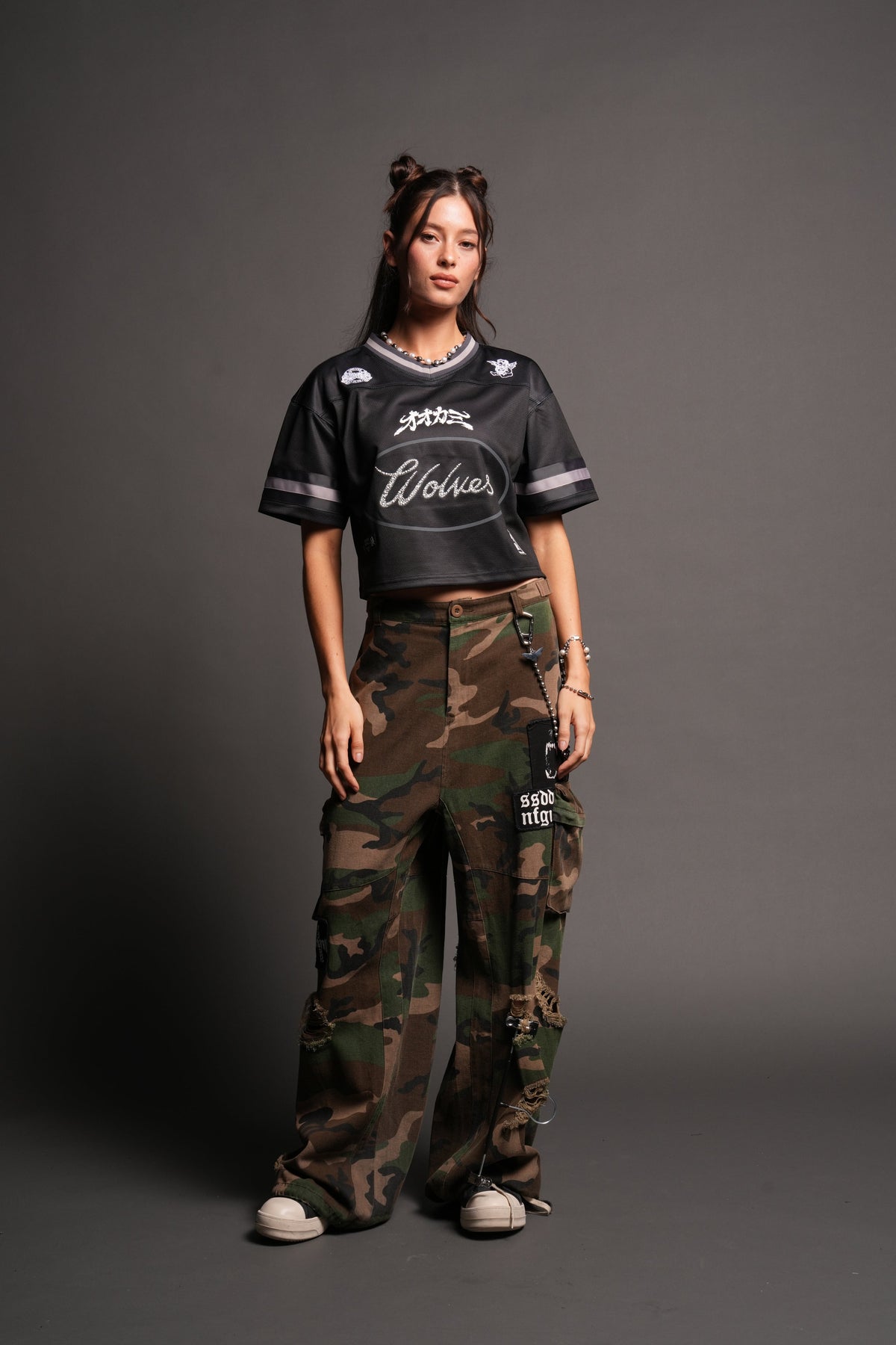 Honor She Football Crop Jersey in Black — imagem 3