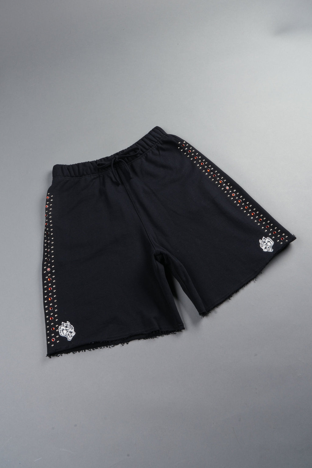 Stud Muerto Grunge Oversized Raw Hem Post Lounge Sweat Shorts In Black