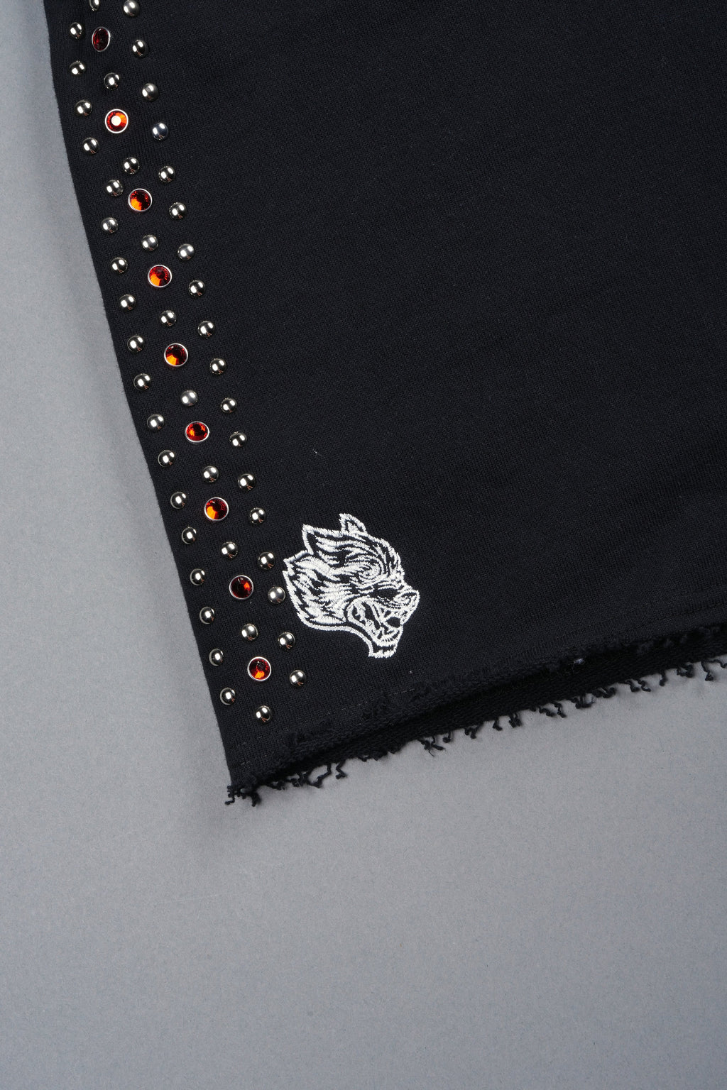 Stud Muerto Grunge Oversized Raw Hem Post Lounge Sweat Shorts In Black