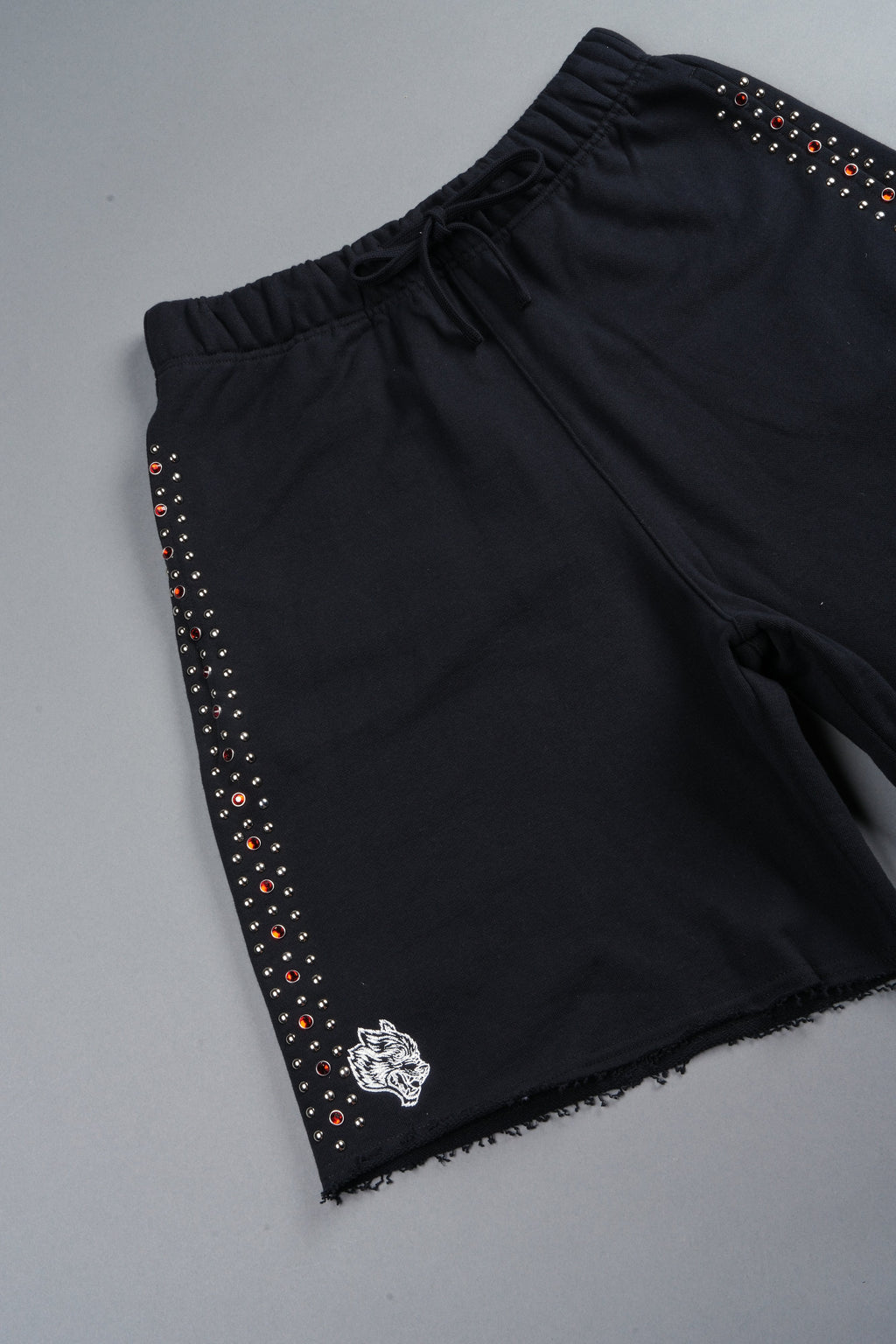 Stud Muerto Grunge Oversized Raw Hem Post Lounge Sweat Shorts In Black