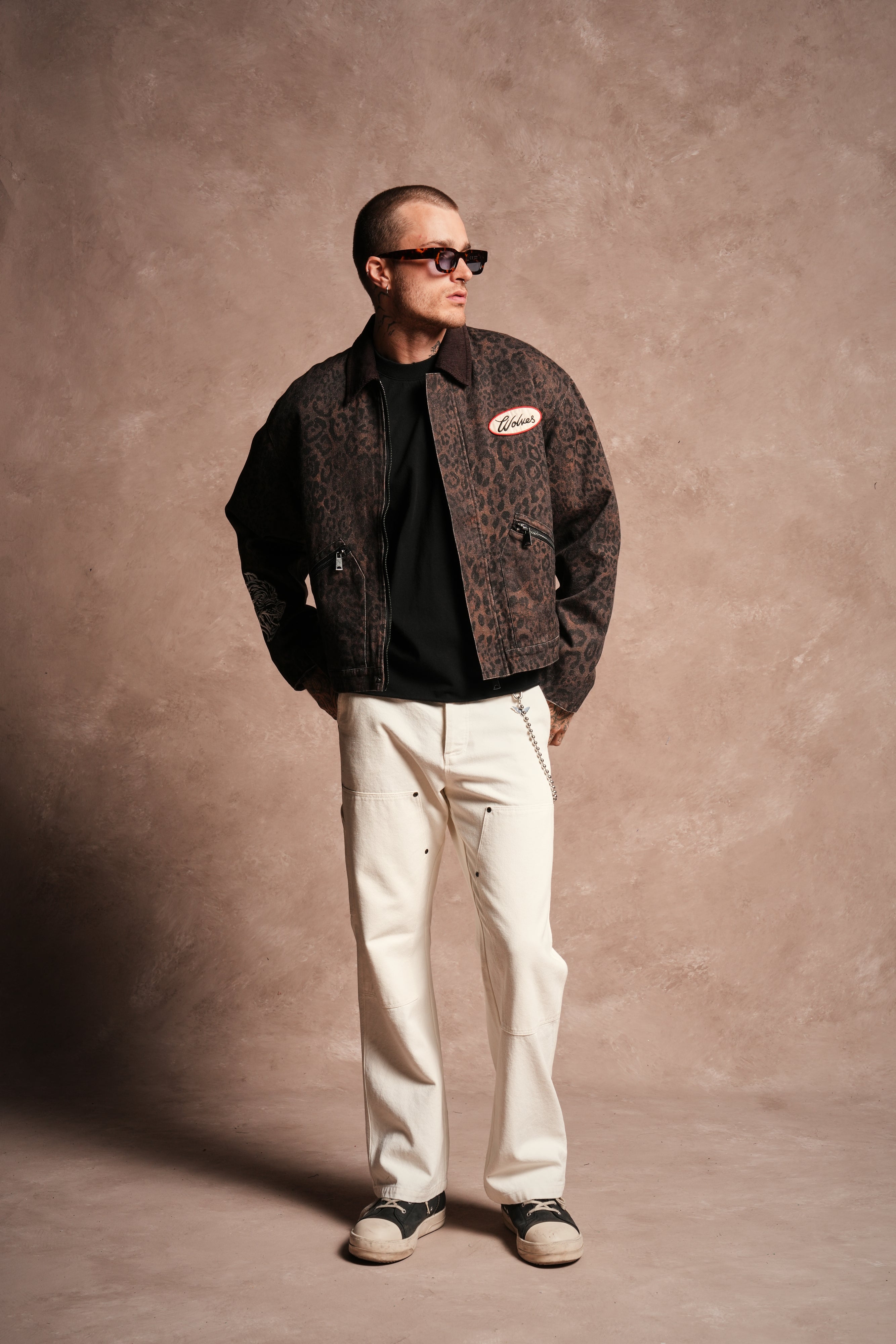 Wolves Script Patch Earl Jacket in Darc Brown Leopard