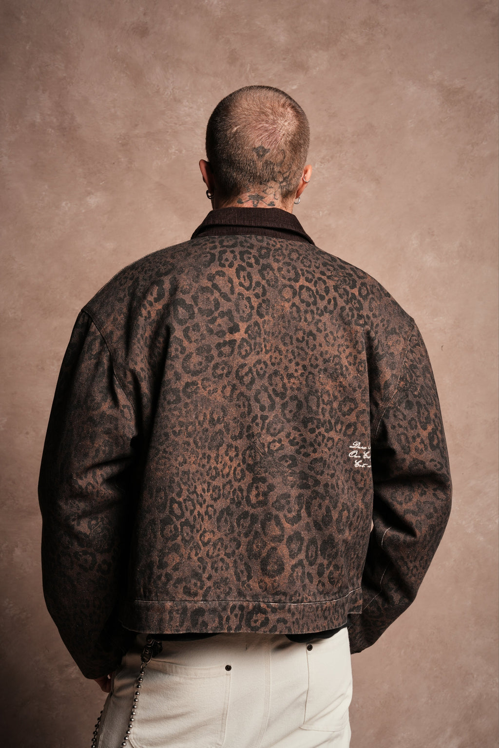 Wolves Script Patch Earl Jacket in Darc Brown Leopard