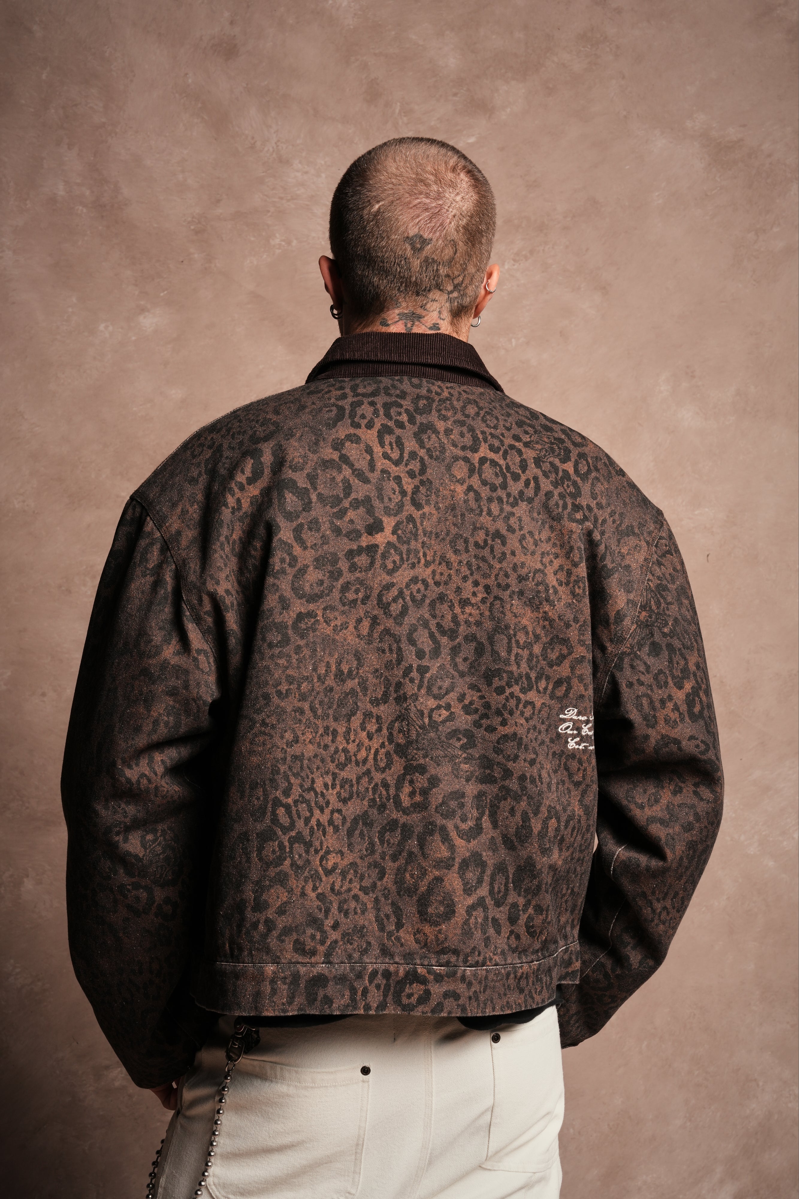 Wolves Script Patch Earl Jacket in Darc Brown Leopard