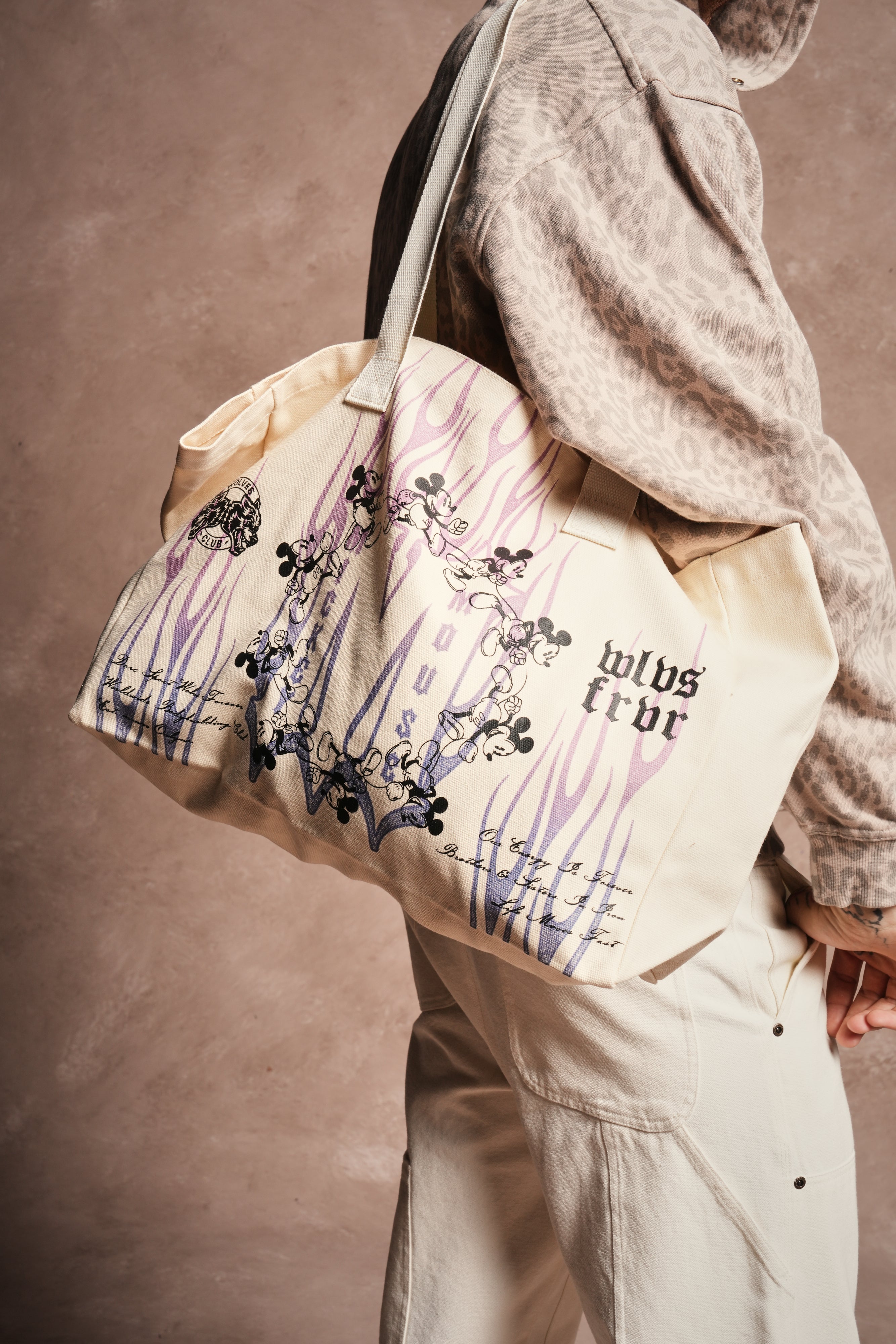 Mickey Forever Canvas Tote in Cream