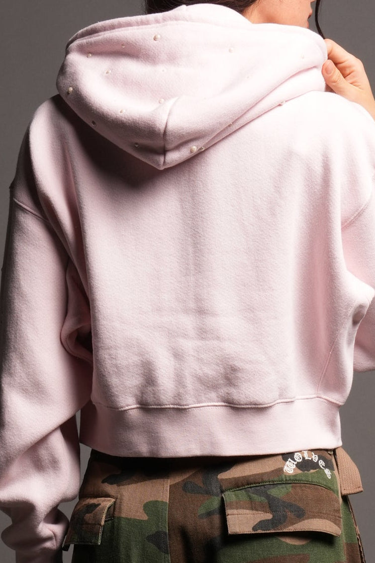 She Pearls Premium Sage Cropped Hoodie In Blush Pink — imagem 6