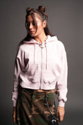 She Pearls Premium Sage Cropped Hoodie In Blush Pink