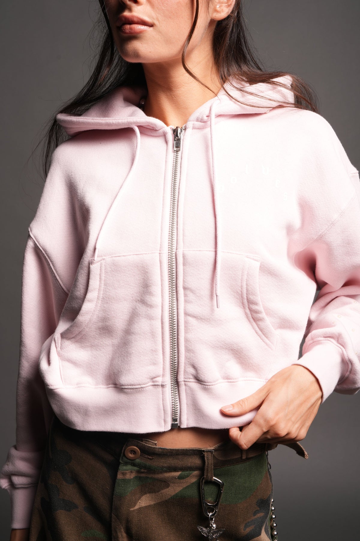 She Pearls Premium Sage Cropped Hoodie In Blush Pink — imagem 5