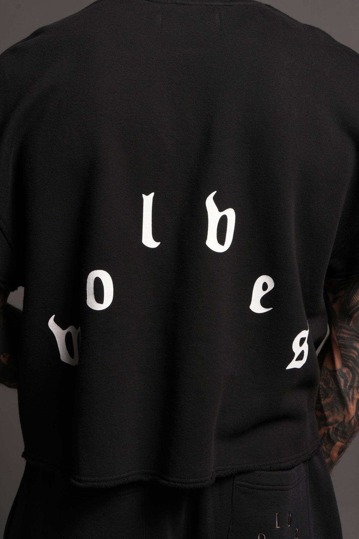 Wolf Pyramid Raw Hem Box Cut Cap Sleeve London Crewneck In Black - imagem 8