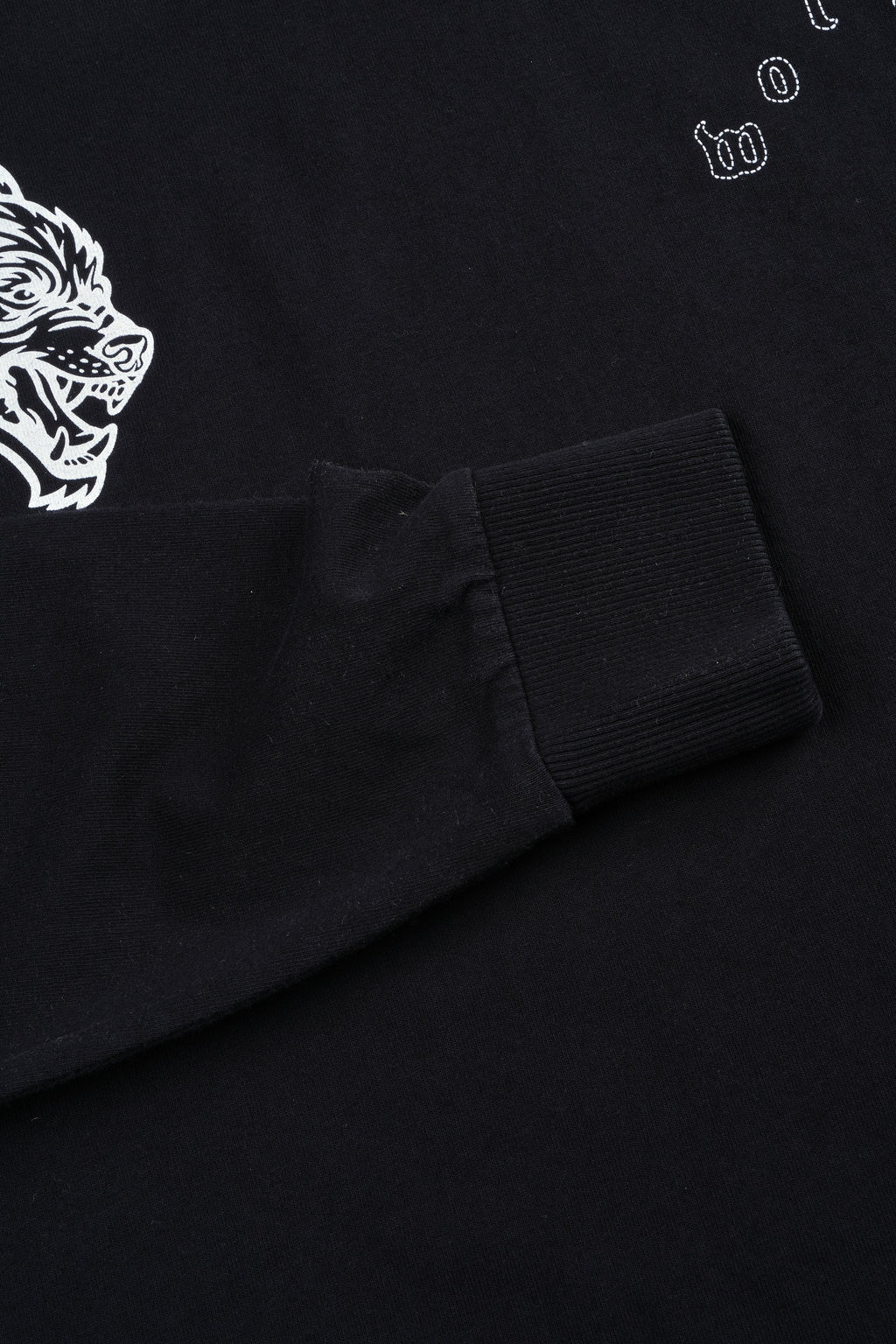 Hand That Holds Grunge Mid Length Raw Hem Ls Tee In Black