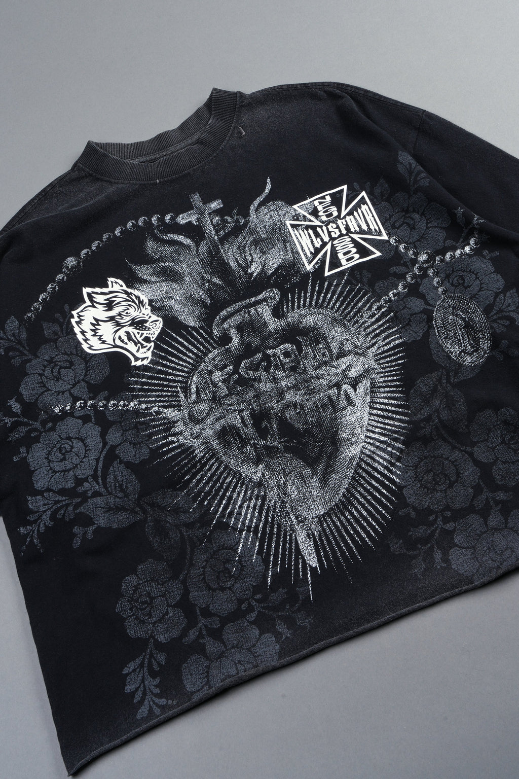 El Rosario Grunge Raw Hem Box Cut Tee In Black