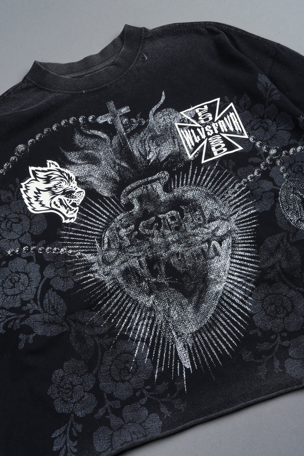 El Rosario Grunge Raw Hem Box Cut Tee In Black