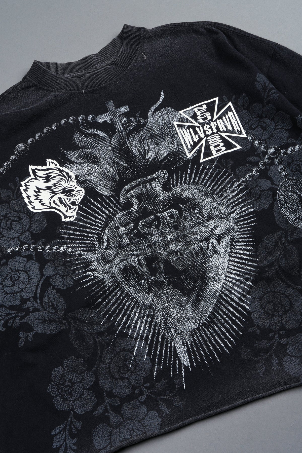El Rosario Grunge Raw Hem Box Cut Tee In Black